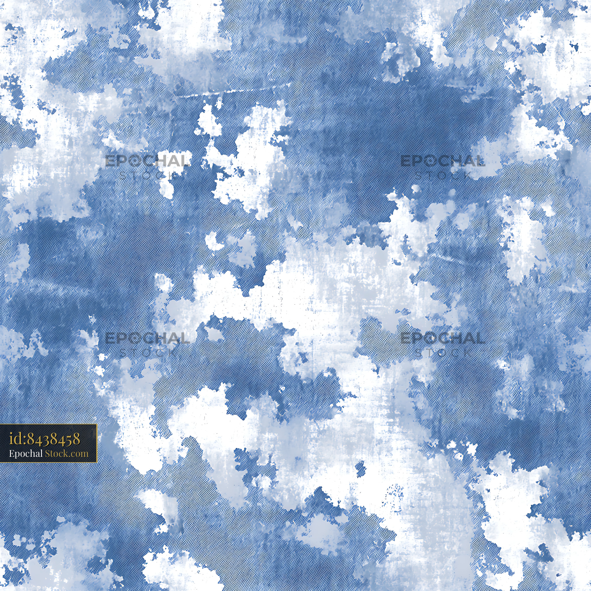 Distressed Blue Watercolor Wash Seamless Pattern - stock photo