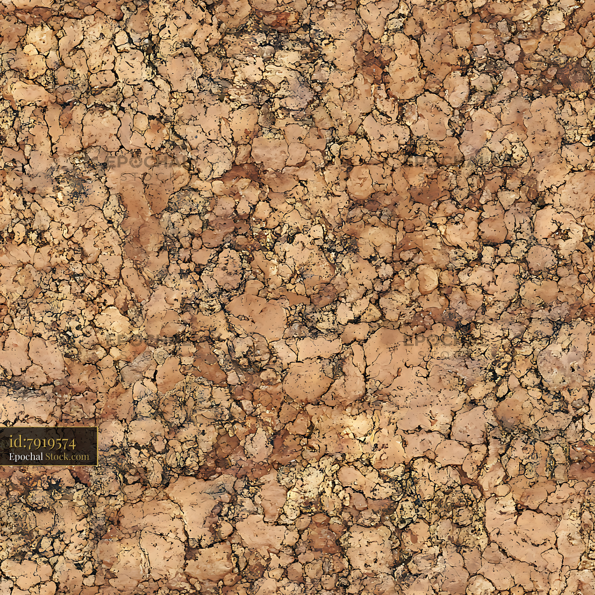 Earthy Ochre Cracked Bark Texture Seamless Pattern - stock photo