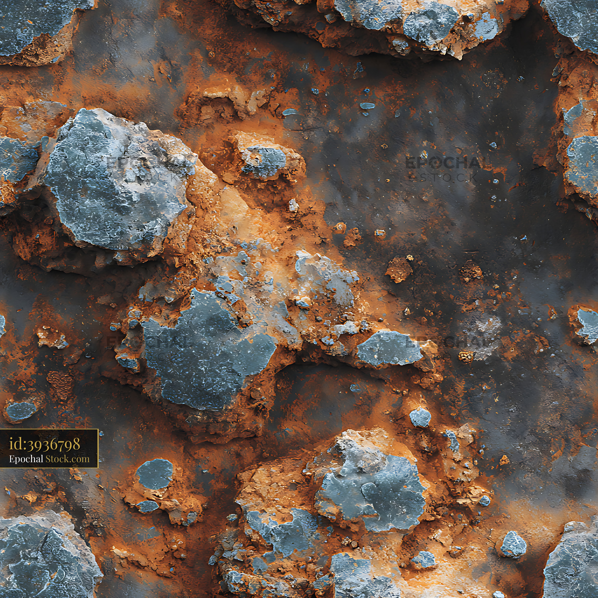 Weathered Rust and Slate Rock Seamless Pattern - stock photo