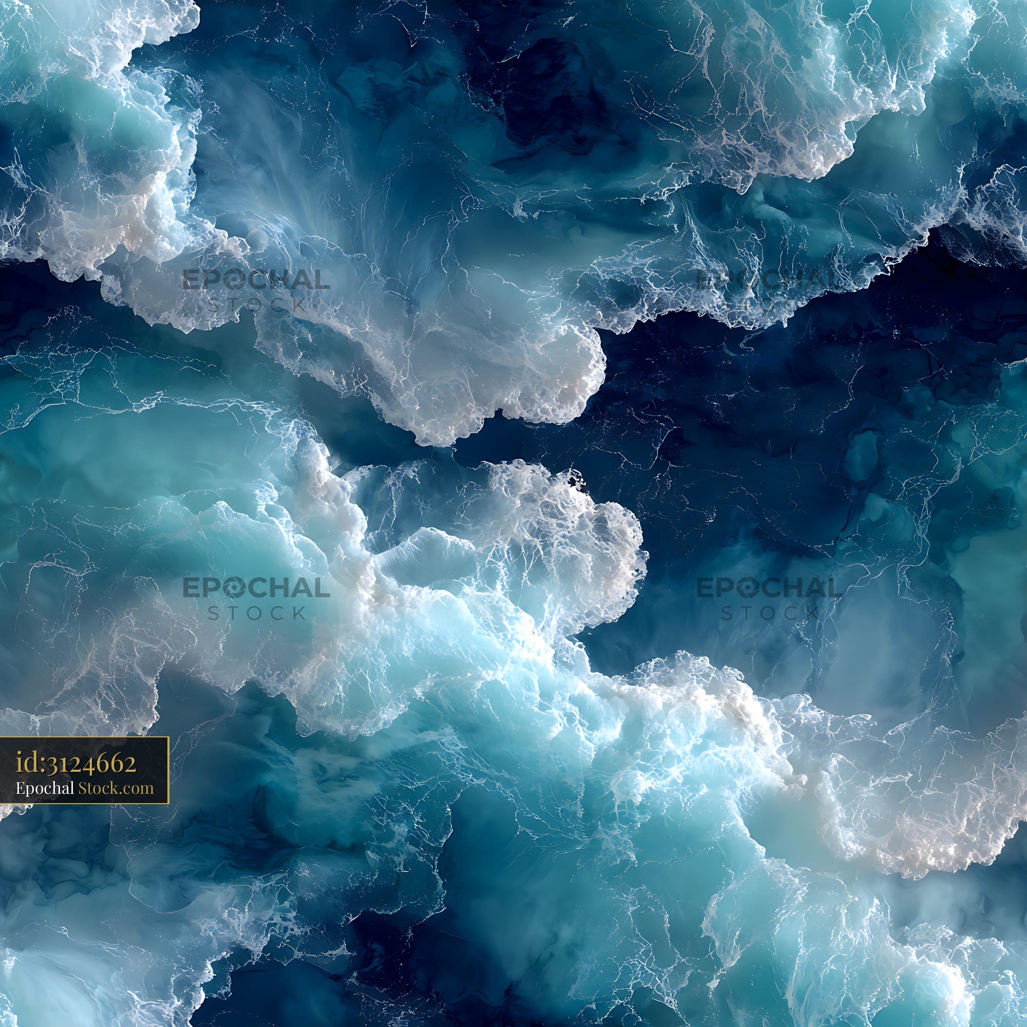 Ocean Foam Fluid Art Alcohol Ink Seamless Pattern - stock photo