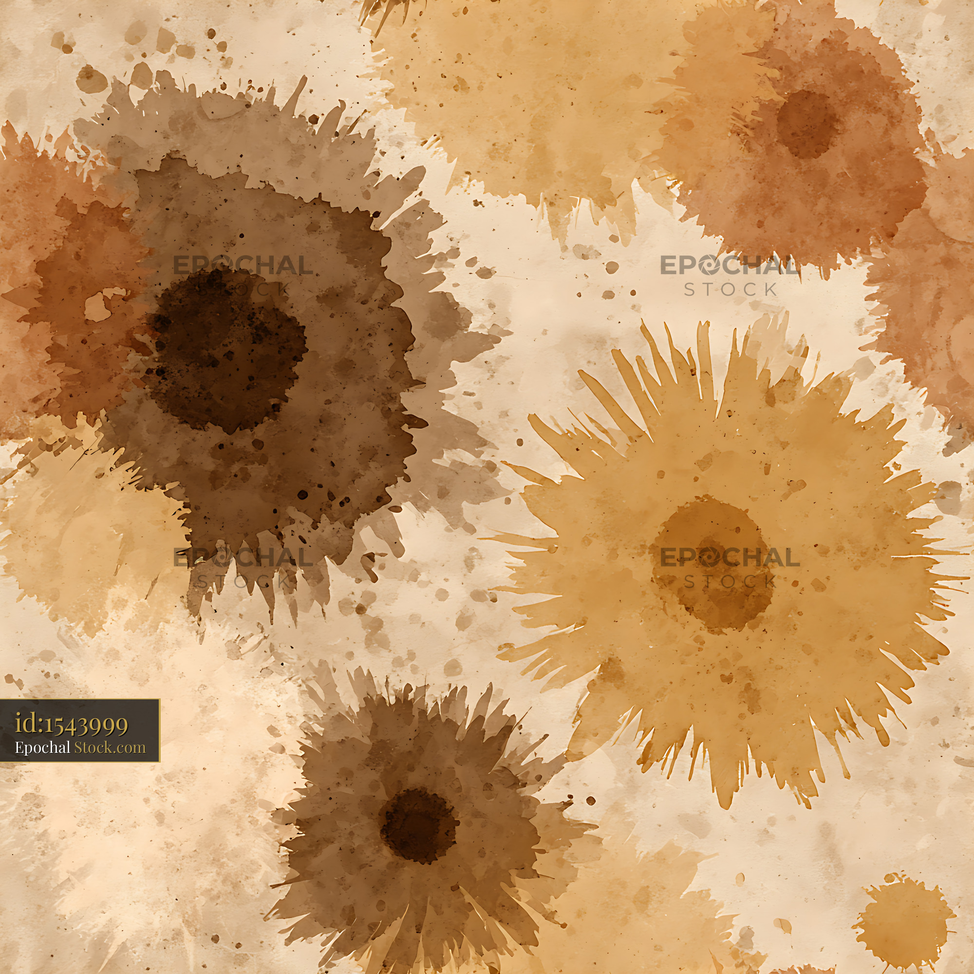 Watercolor Earth Tone Sunburst Seamless Pattern - stock photo