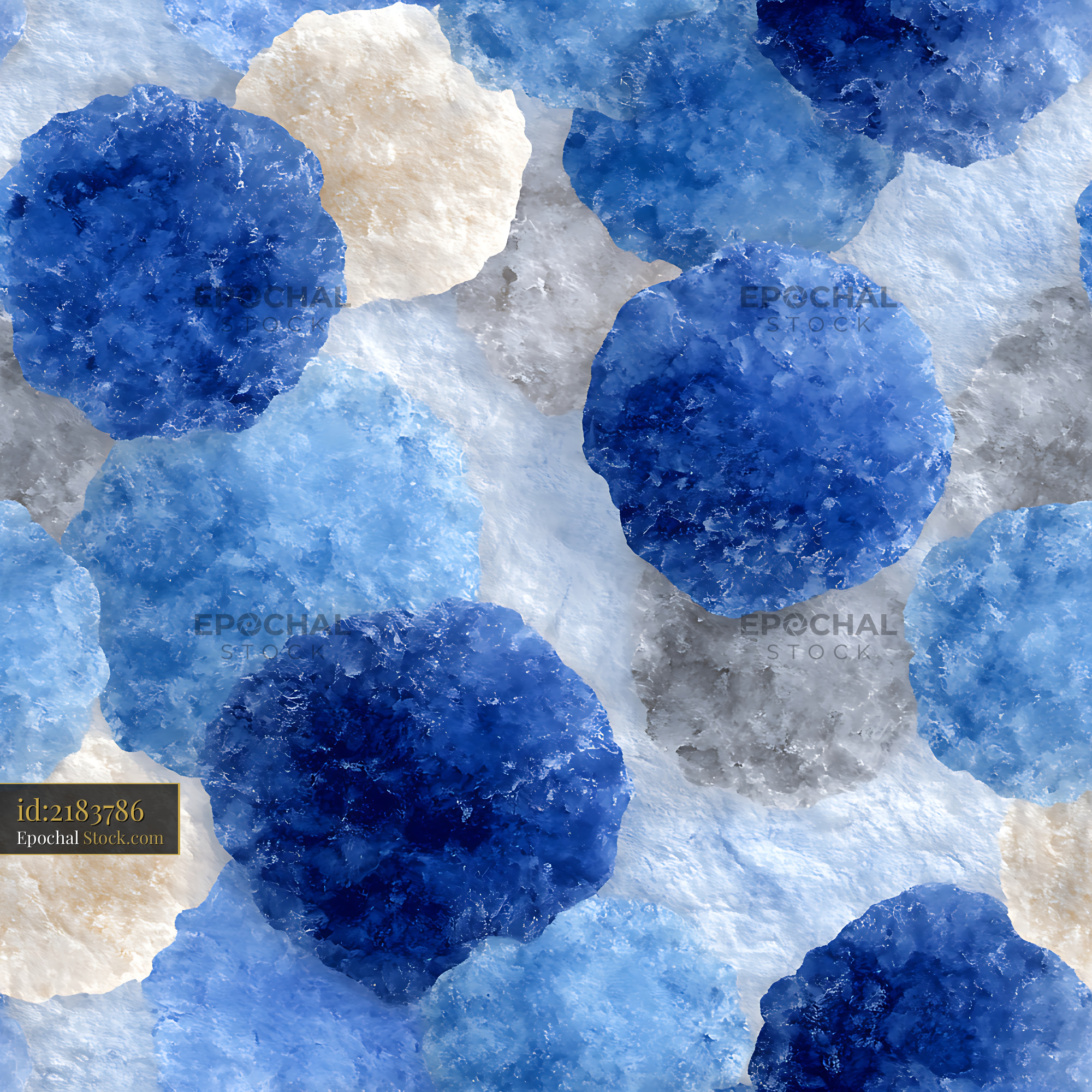 Blue Crystalline Geode Mineral Seamless Pattern - stock photo