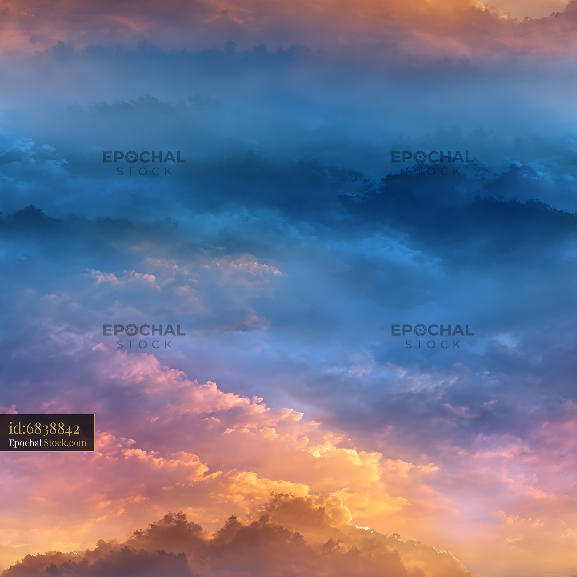 Ethereal Twilight Cloudscape Seamless Pattern - stock photo