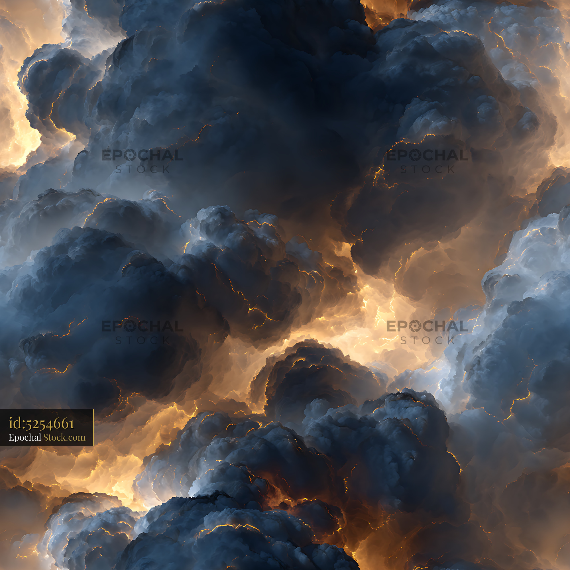 Cinematic Stormy Sky Amber Glow Seamless Pattern - stock photo
