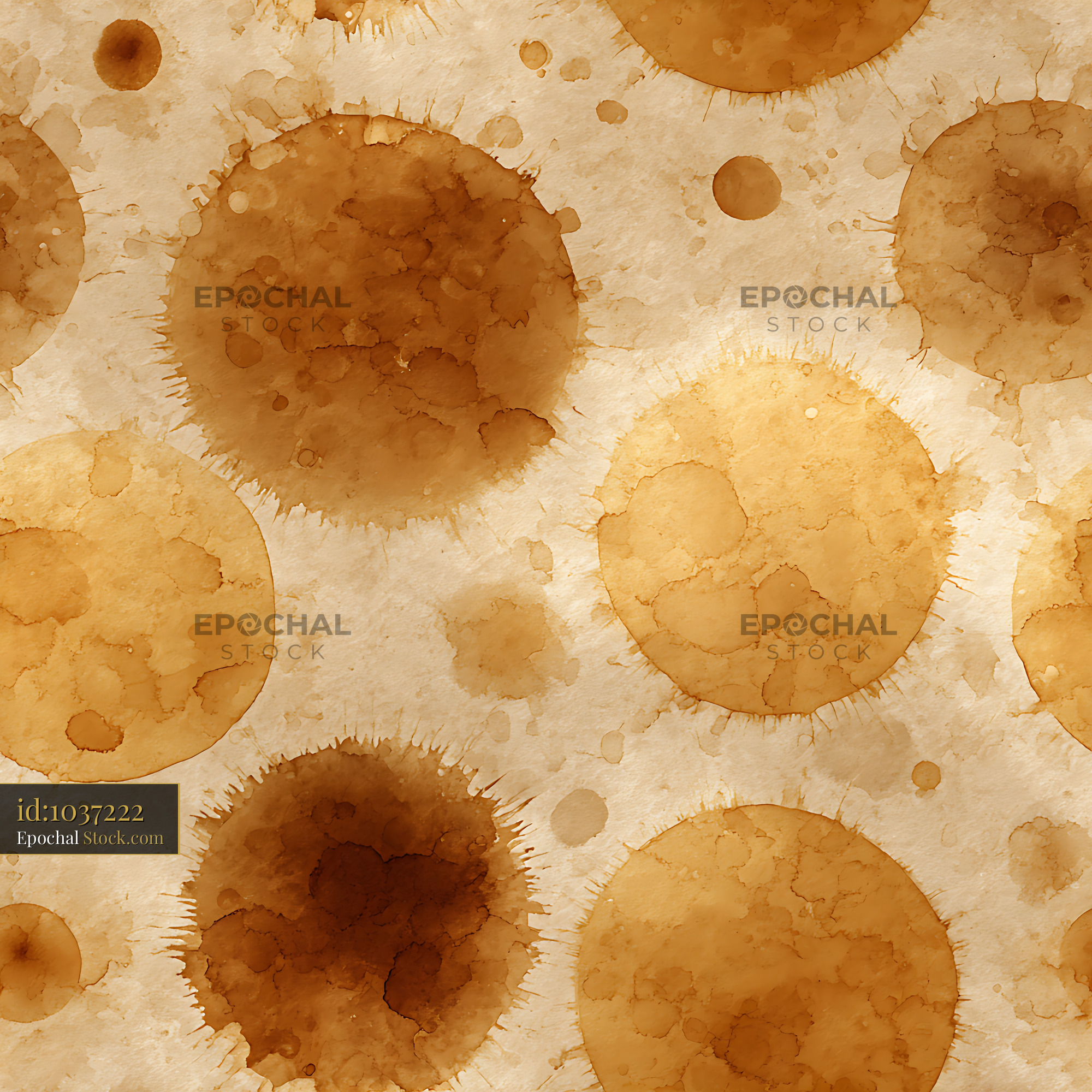 Rustic Brown Coffee Ring Splatter Seamless Pattern - stock photo