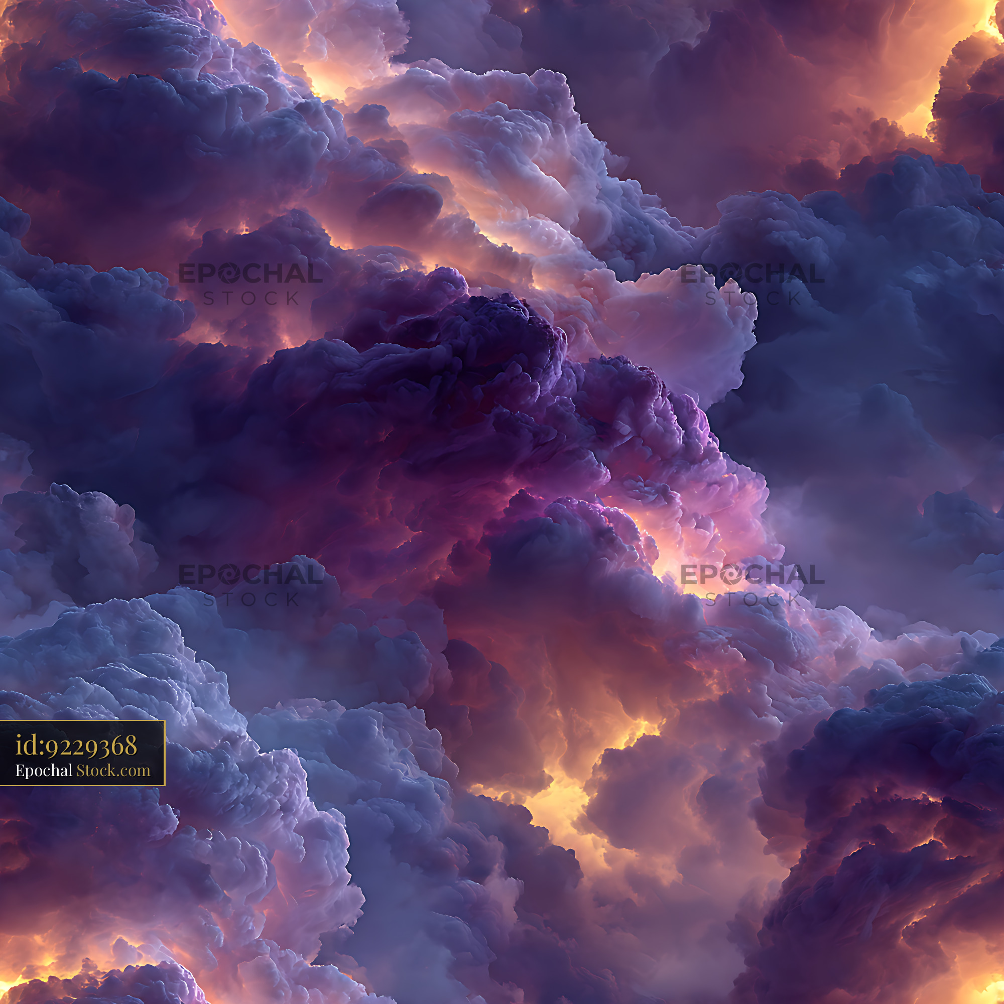 Dramatic Celestial Sunset Clouds Seamless Pattern - stock photo