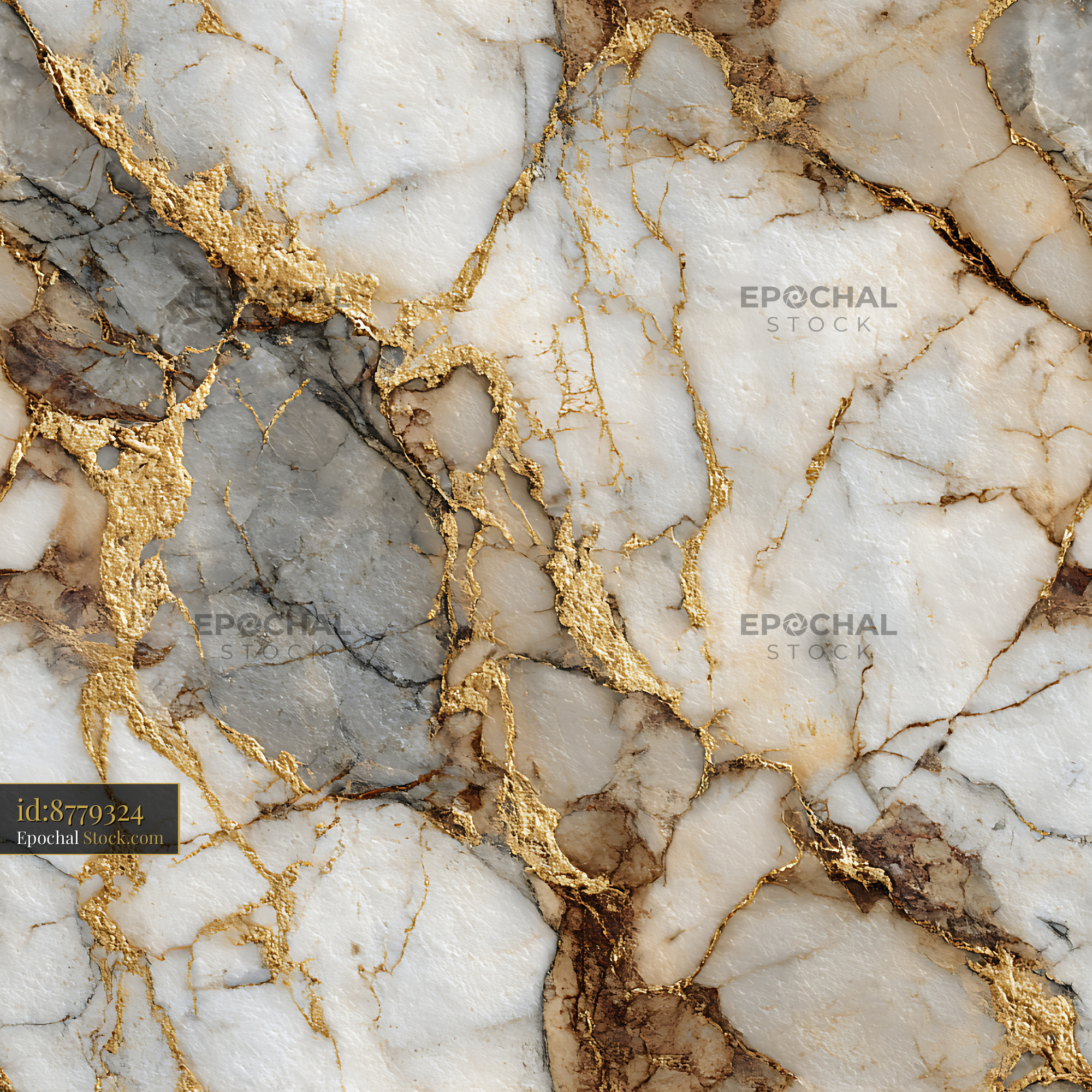 Alabaster Marble and Gold Vein Seamless Pattern - stock photo