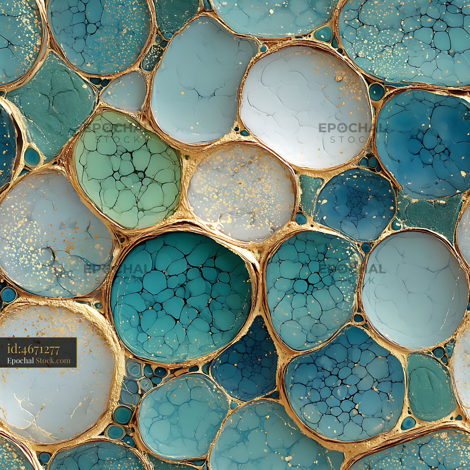 Teal Kintsugi Style Alcohol Ink Seamless Pattern - stock photo