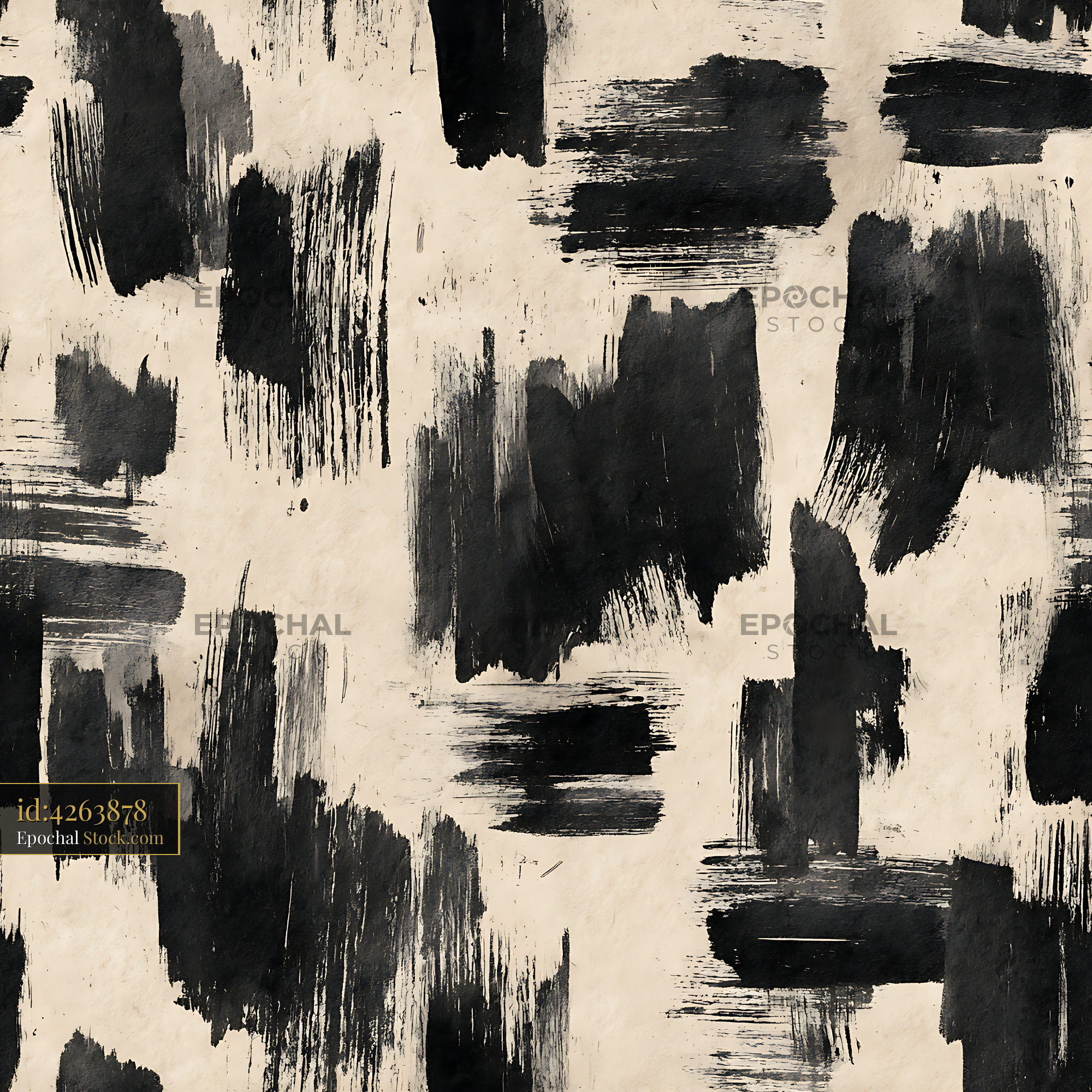 Bold Black Ink Brushstroke Abstract Seamless Patte - stock photo