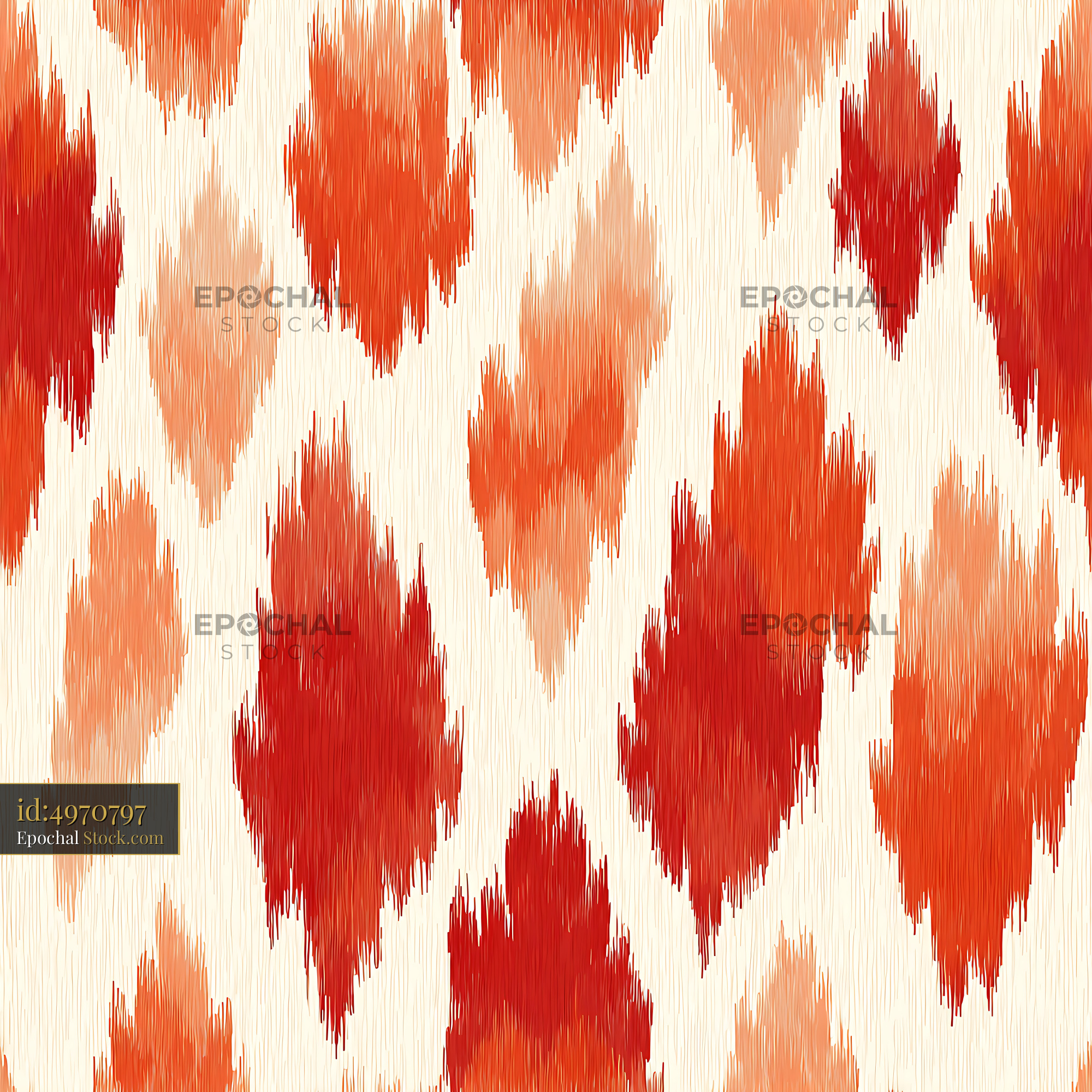 Terracotta and Red Ikat Flame Seamless Pattern - stock photo