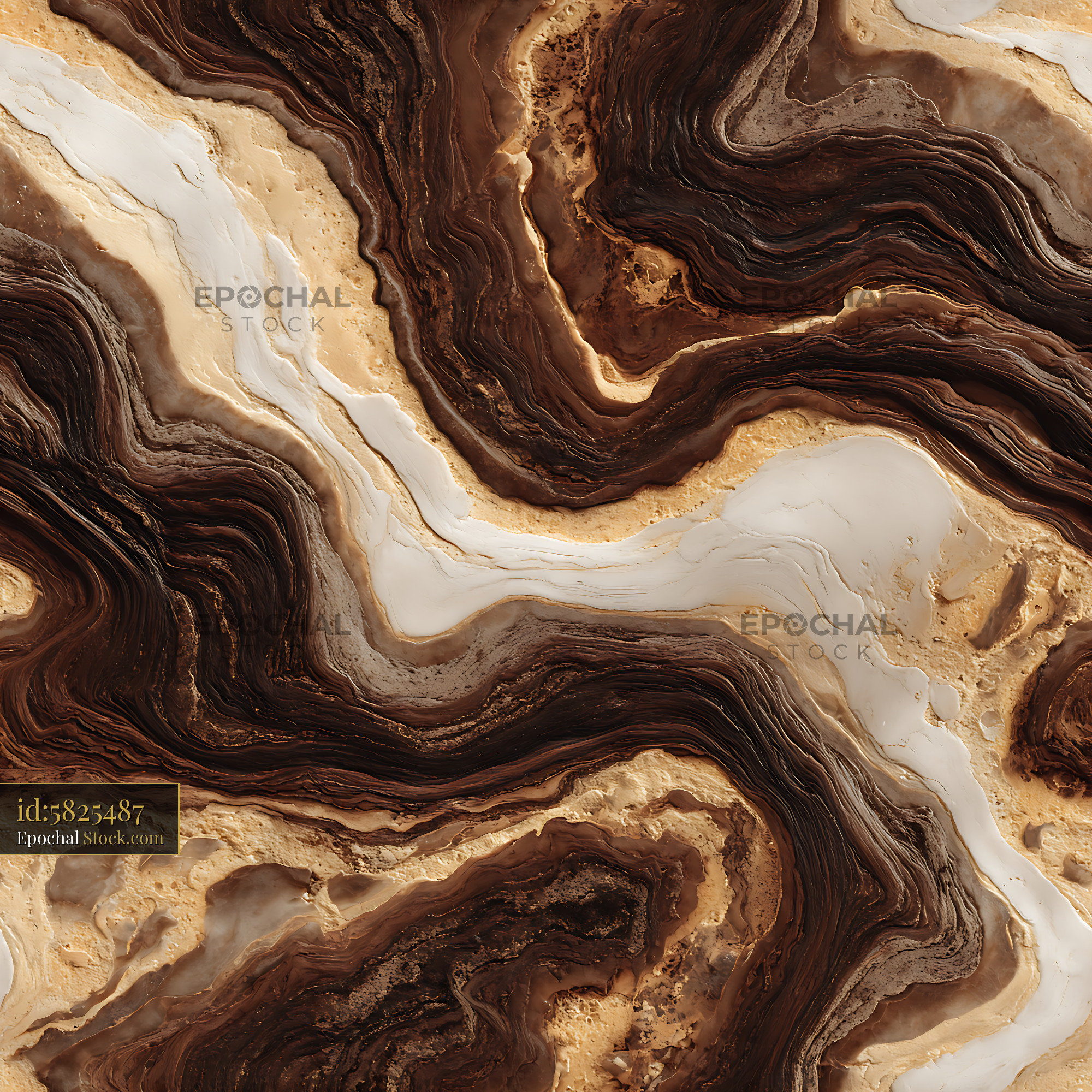 Mocha and Cream Liquid Agate Seamless Pattern - stock photo