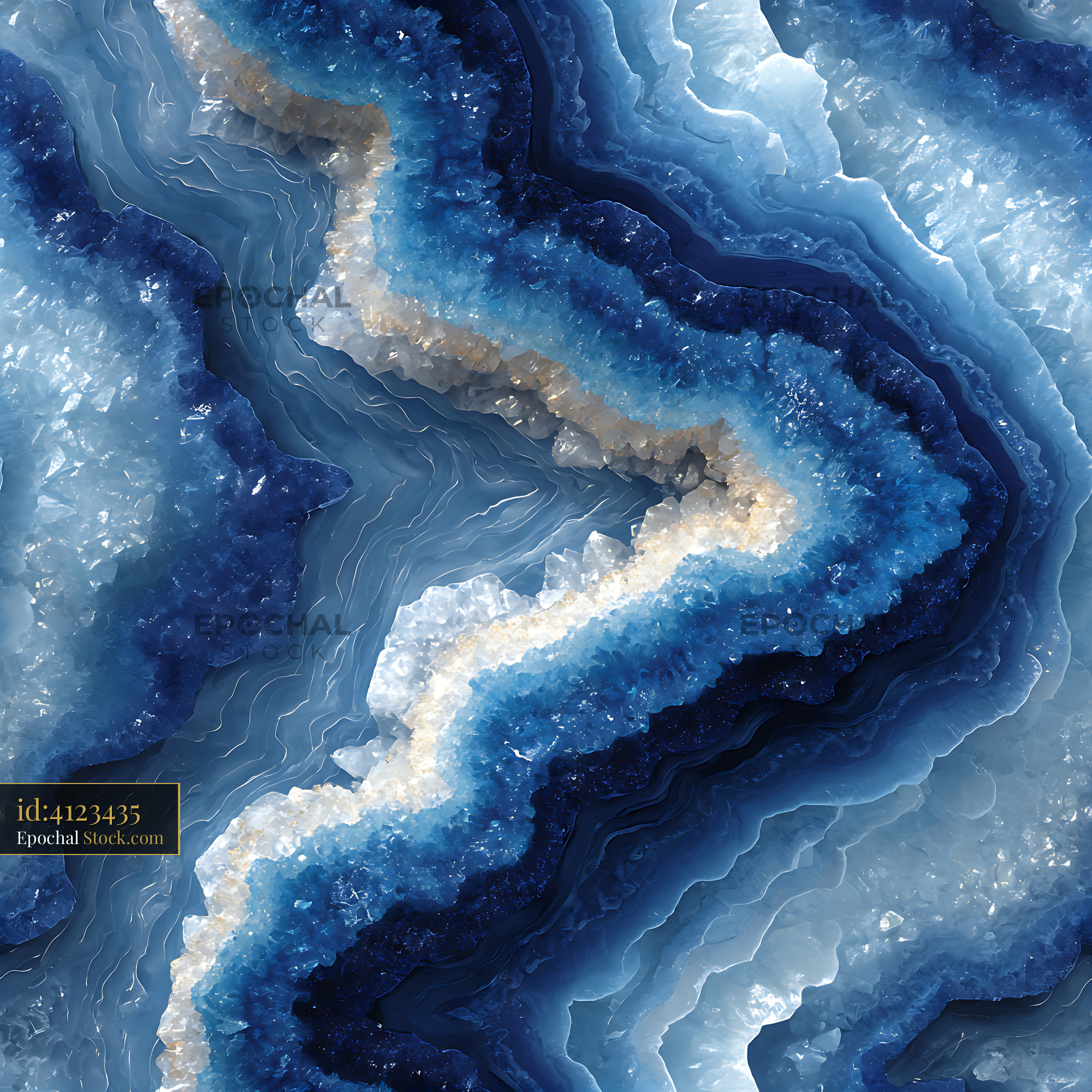 Cobalt Blue Agate Geode Stone Seamless Pattern - stock photo