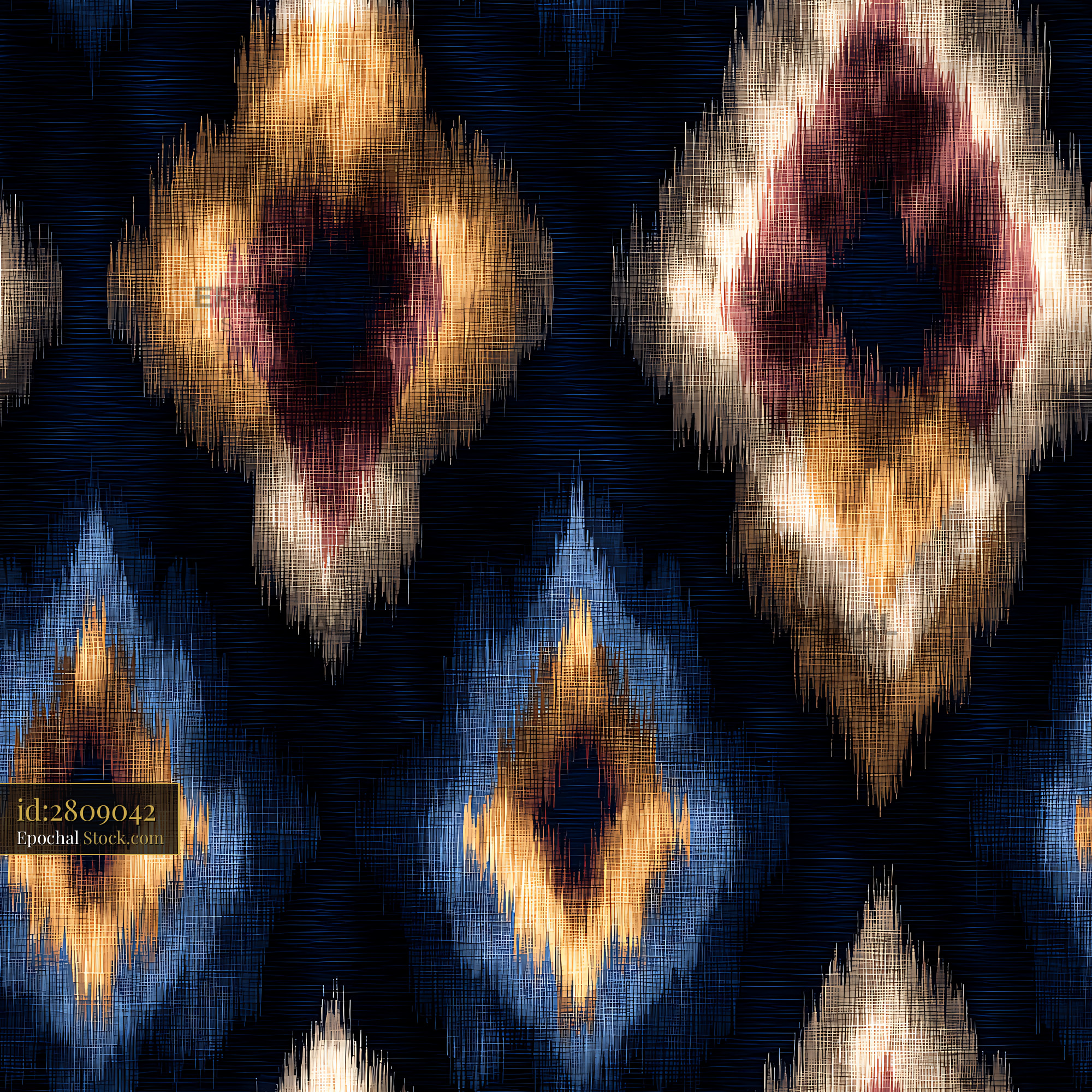 Moody Textured Ikat Diamond Motif Seamless Pattern - stock photo