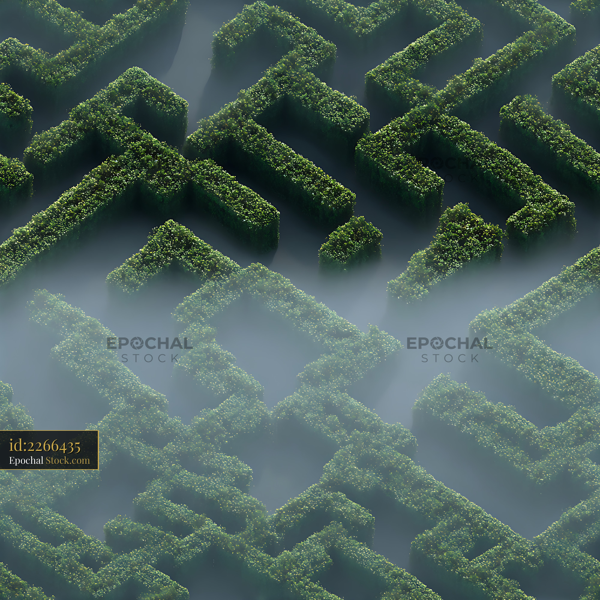 Misty Green Hedge Labyrinth Aerial Seamless Patter - stock photo