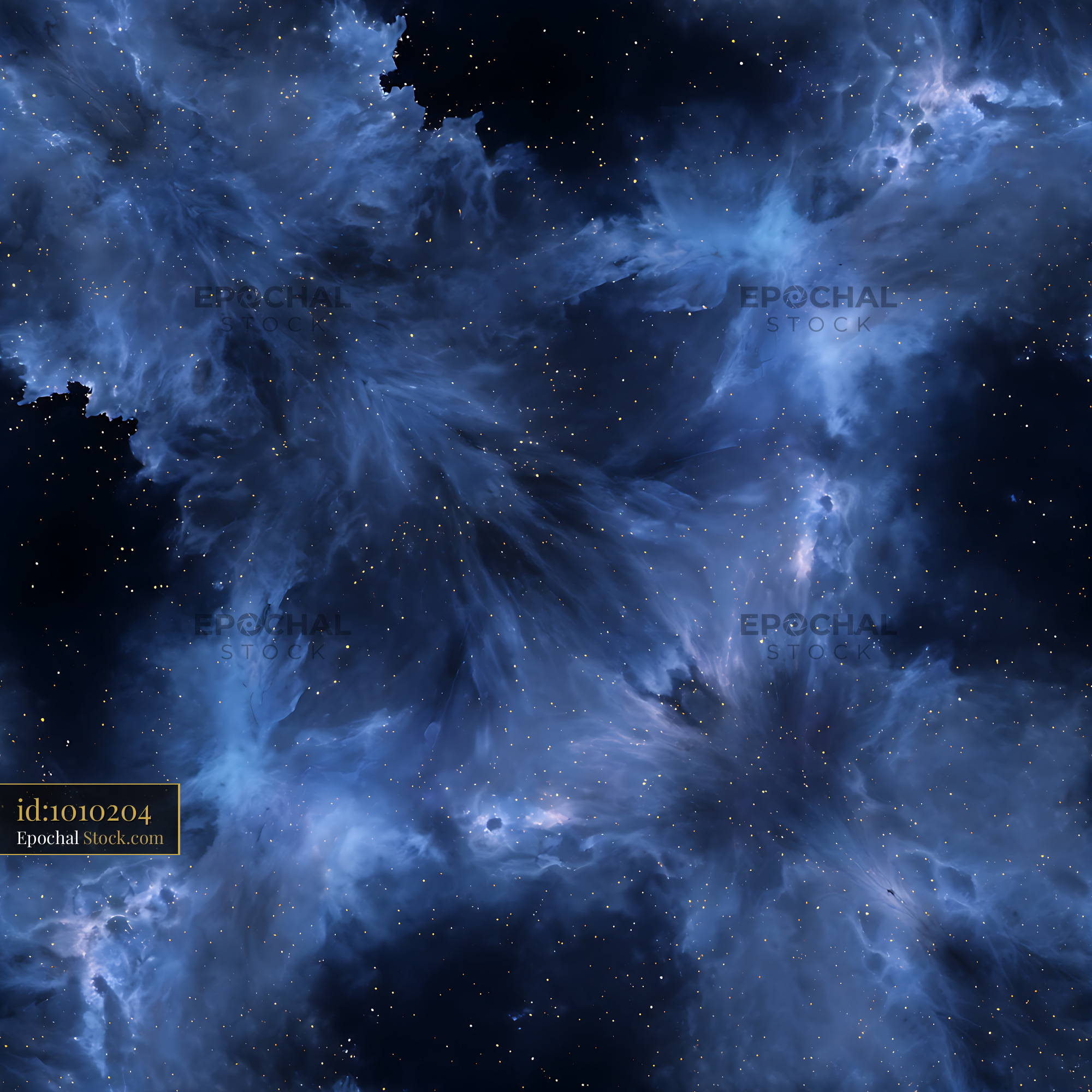 Celestial Deep Blue Nebula Stars Seamless Pattern - stock photo