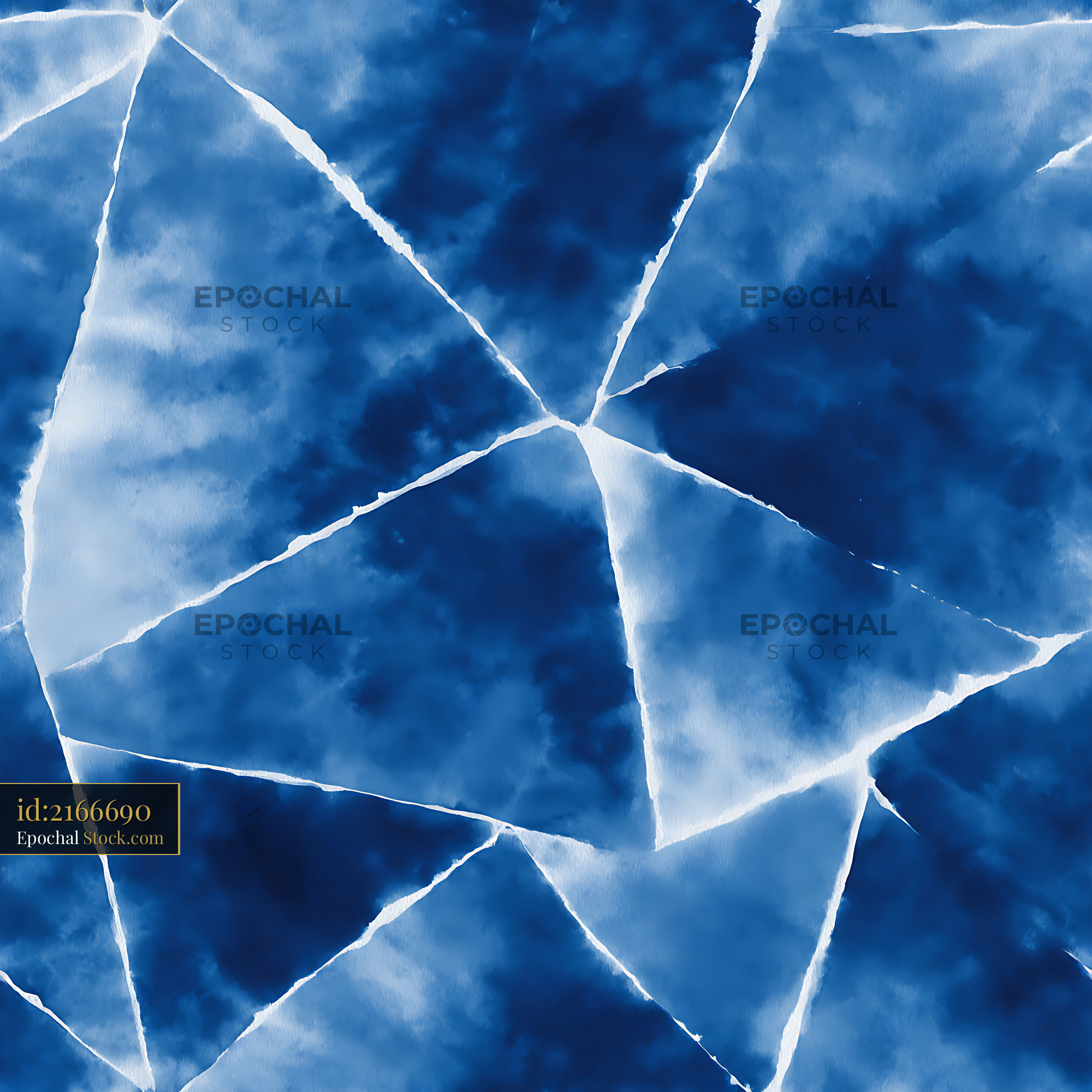 Deep Indigo Cracked Ice Geometric Seamless Pattern - stock photo