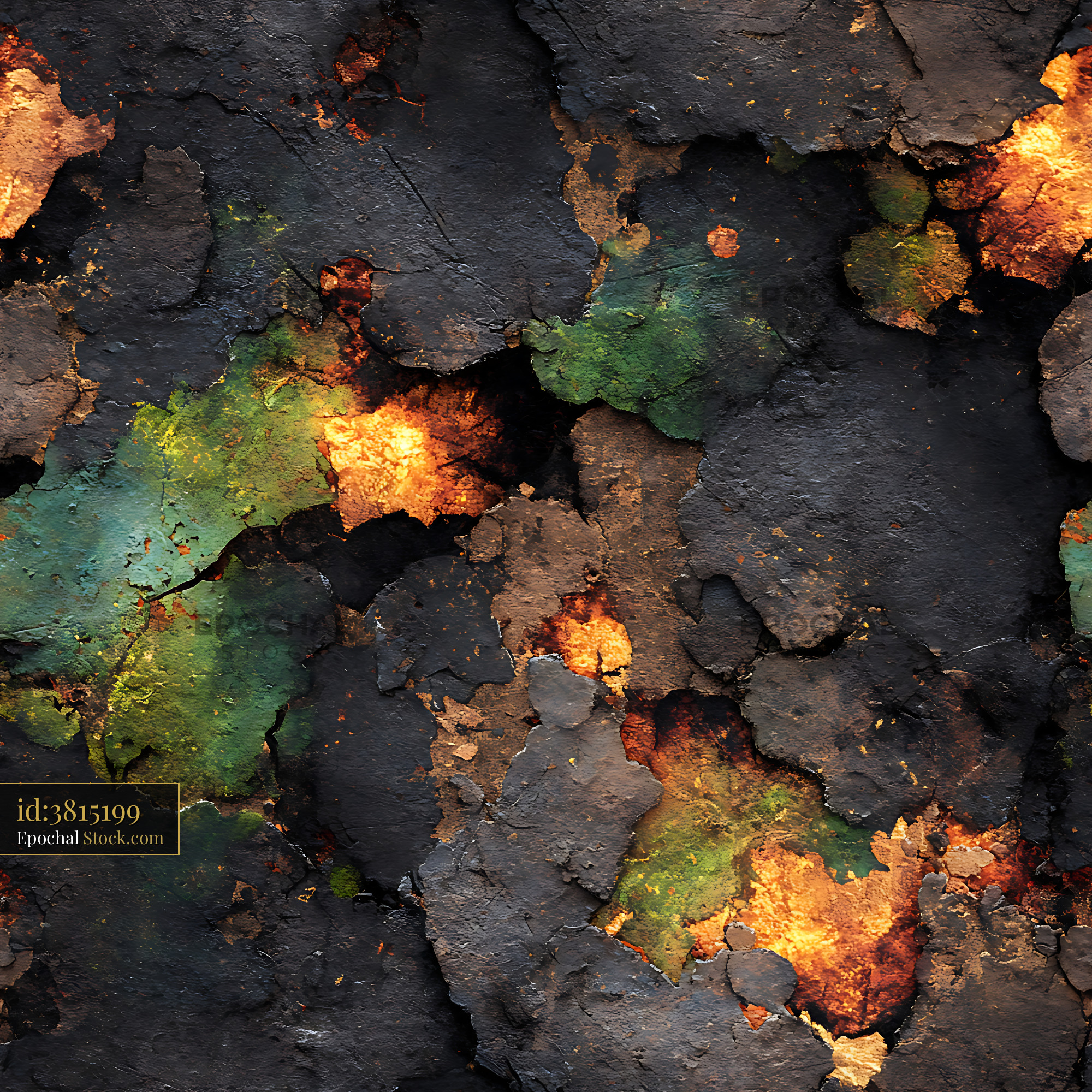 Weathered Charcoal Ochre Grunge Seamless Pattern - stock photo