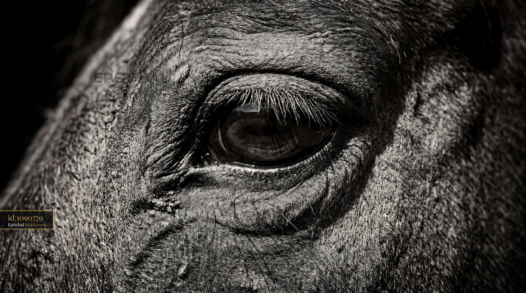 Charcoal Horse Eye Wrinkled Skin Texture - stock photo