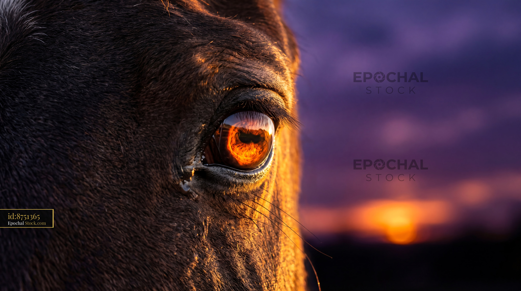 Mystic Horse Eye Sunset Reflection Fabric - stock photo