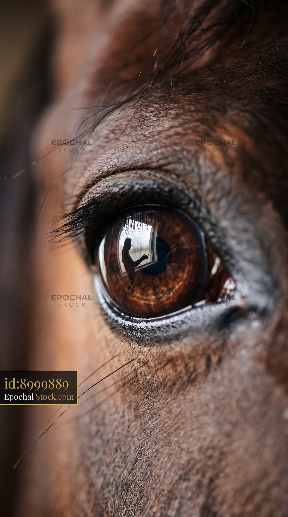 Soulful Horse Eye Reflection Macro - stock photo