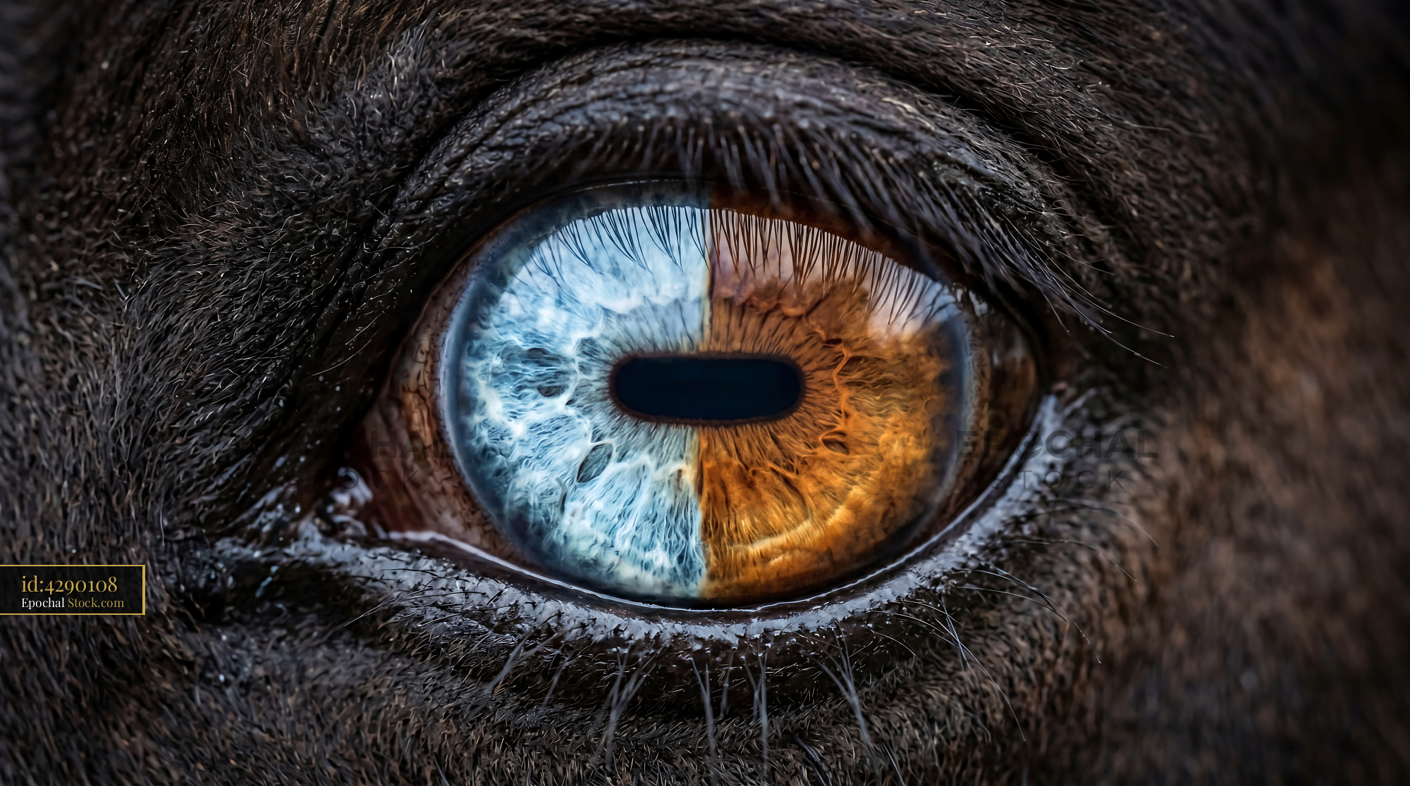 Split Color Equine Eye Macro Photography