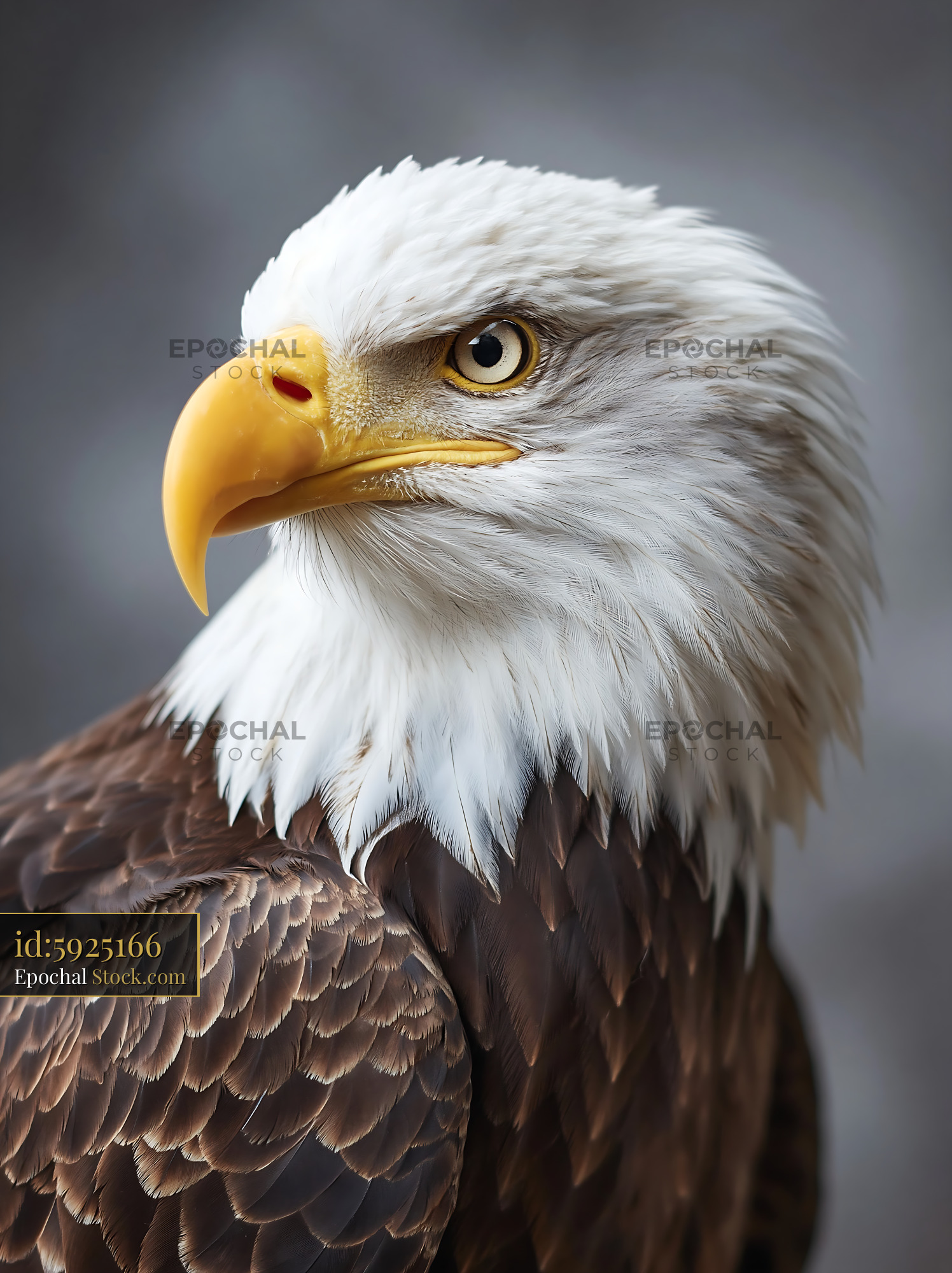 Close up portrait of a majestic bald eagle looking sideways - stock photo