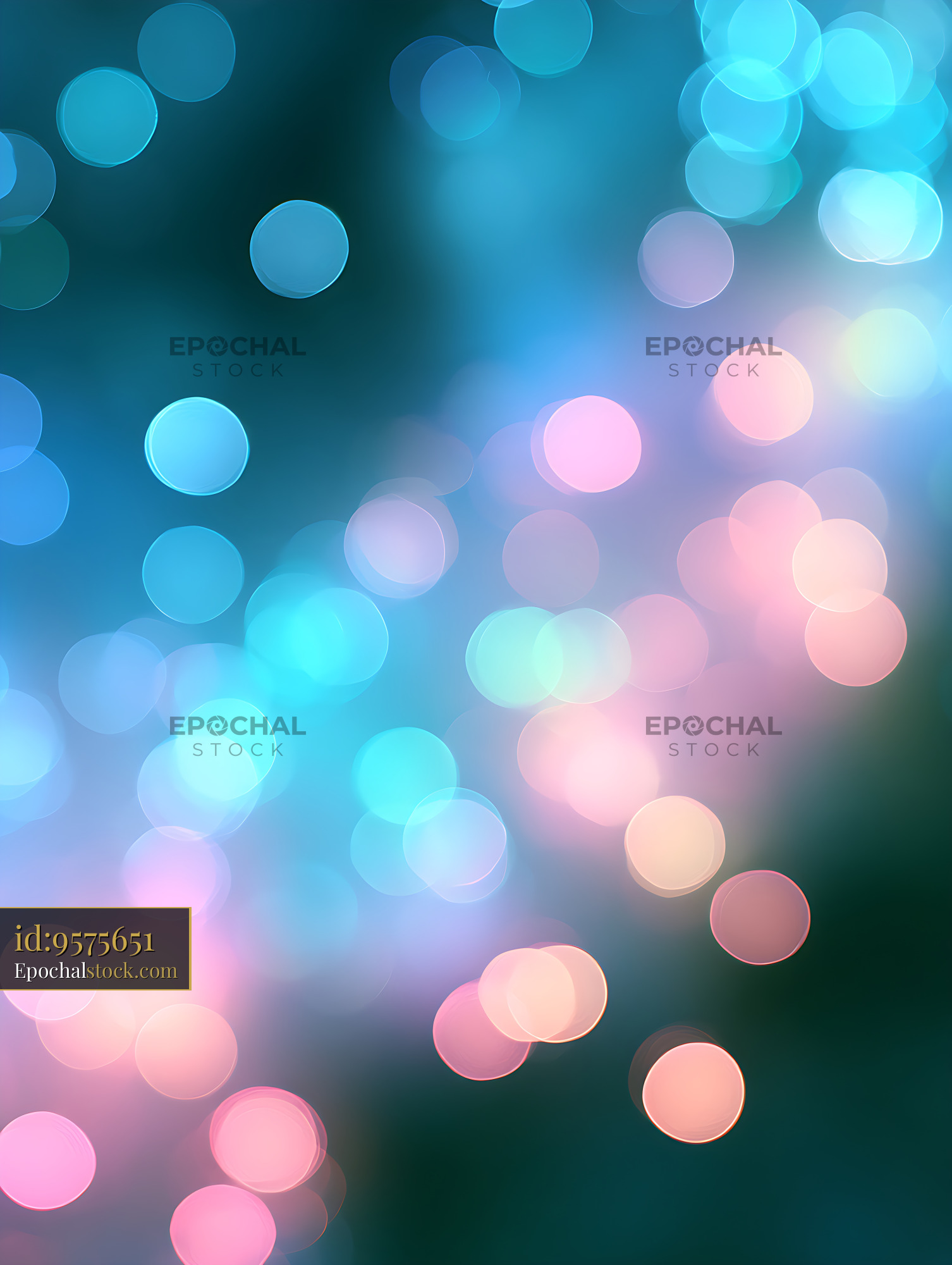 Watermarked full-resolution preview of Soft colorful bokeh lights on a teal gradient