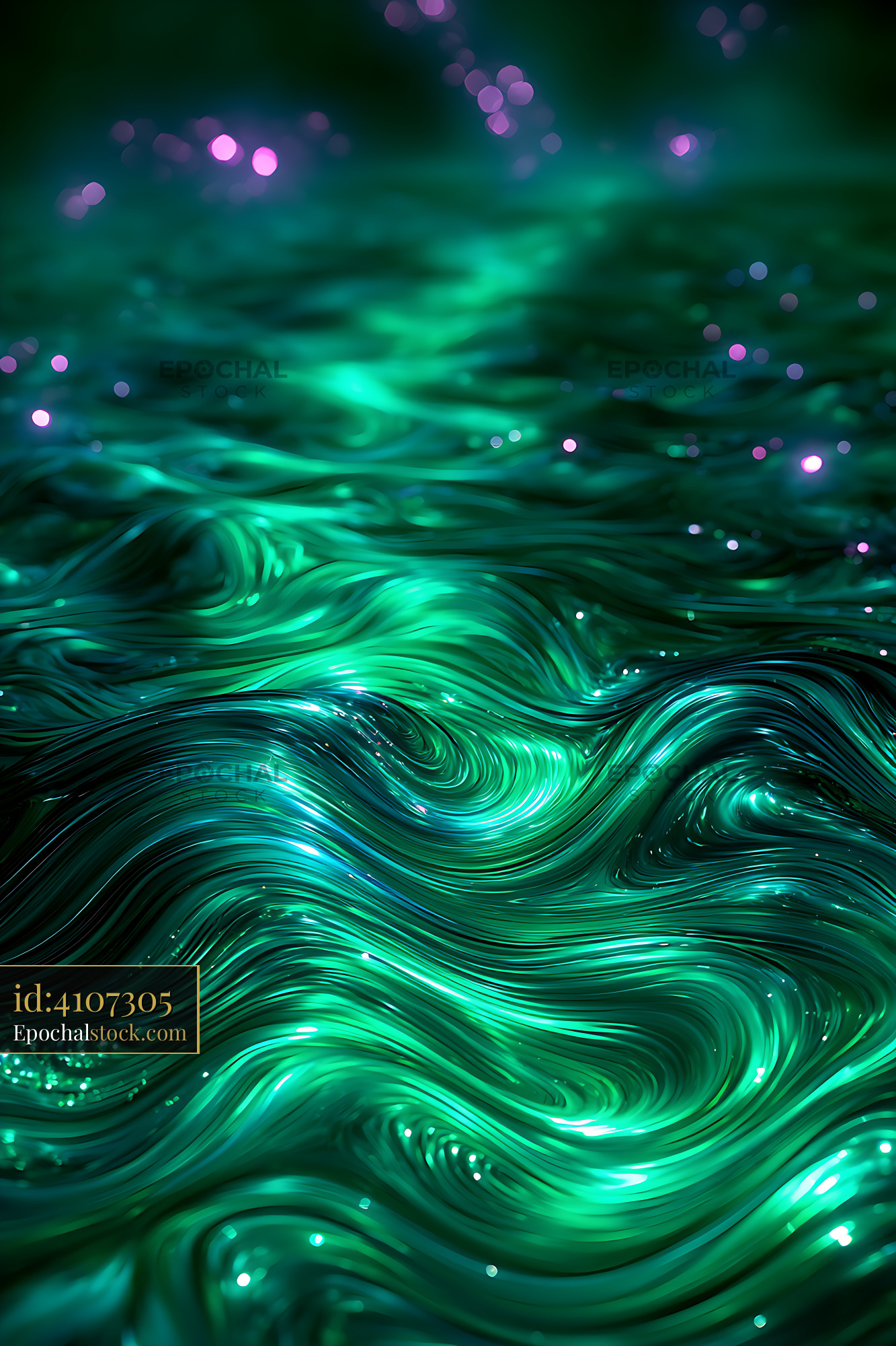 Watermarked full-resolution preview of Flowing emerald and teal abstract wave background