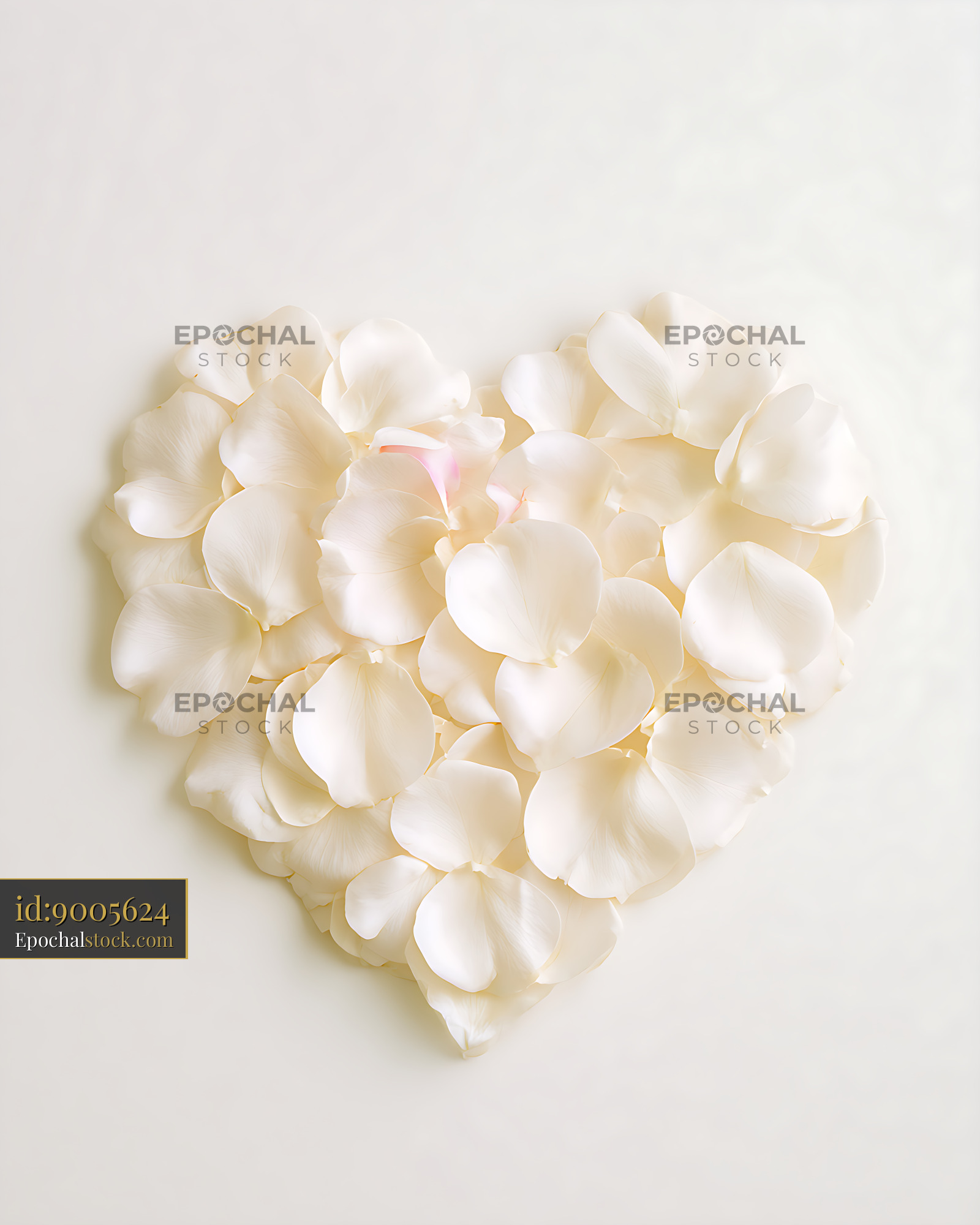 Watermarked full-resolution preview of Delicate white petals arranged in a heart shape