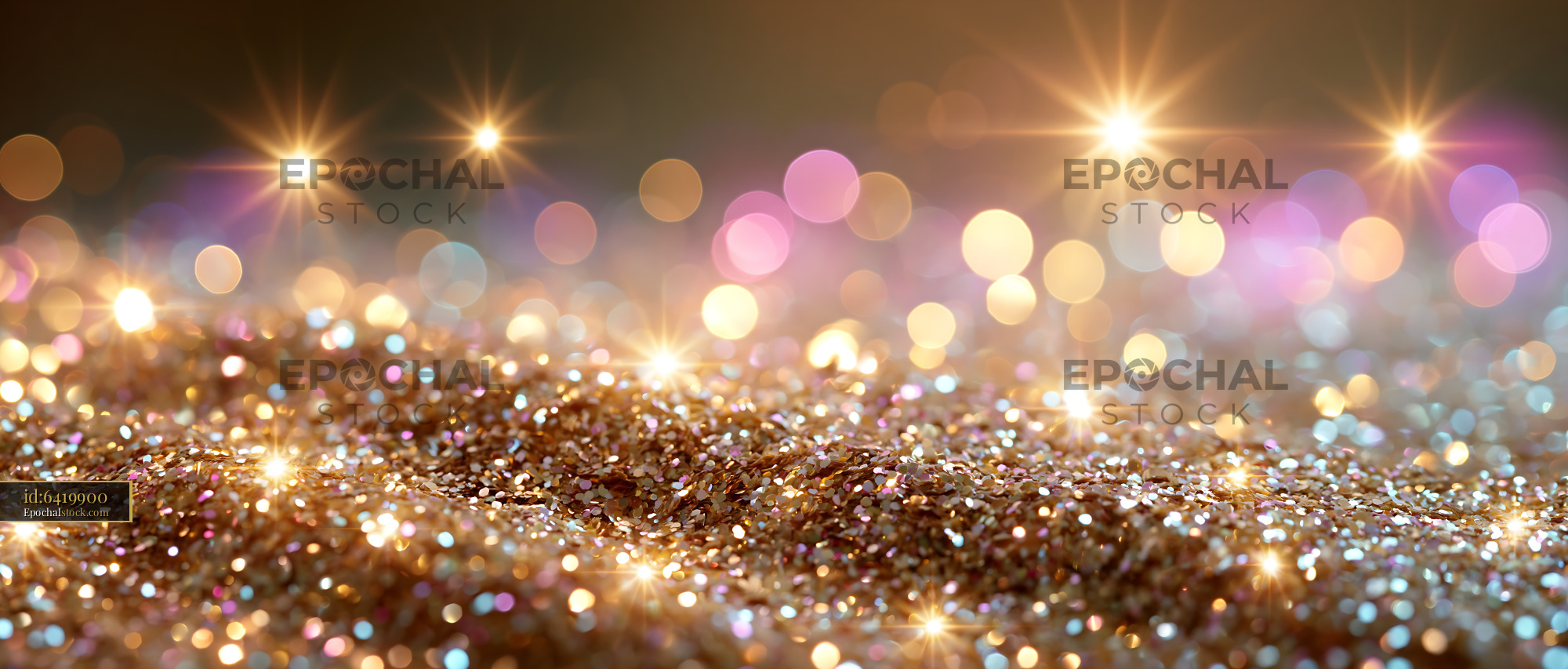 Watermarked full-resolution preview of Shiny glitter on a surface with bokeh lights