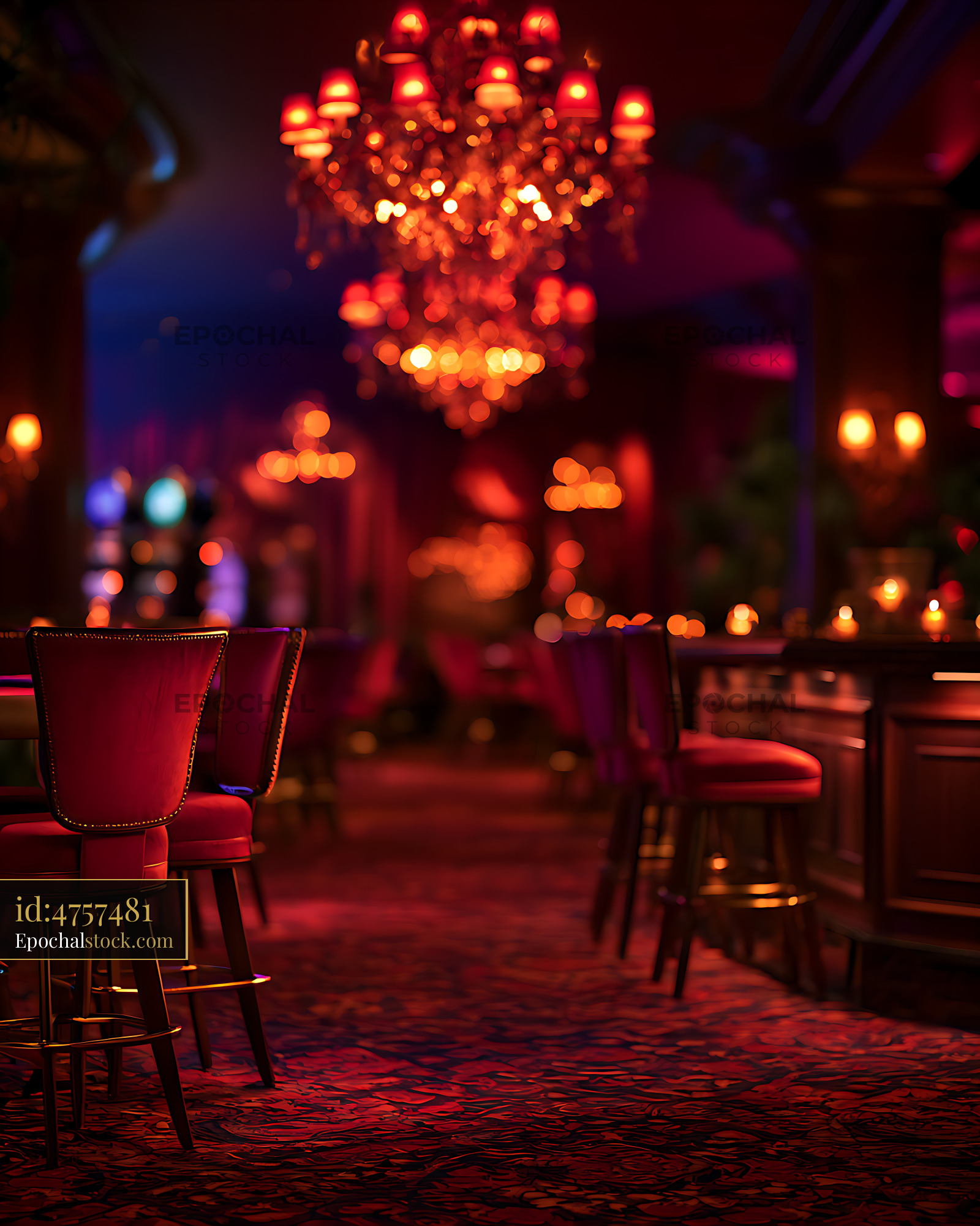 Watermarked full-resolution preview of Dramatic lounge interior with red ambient lighting