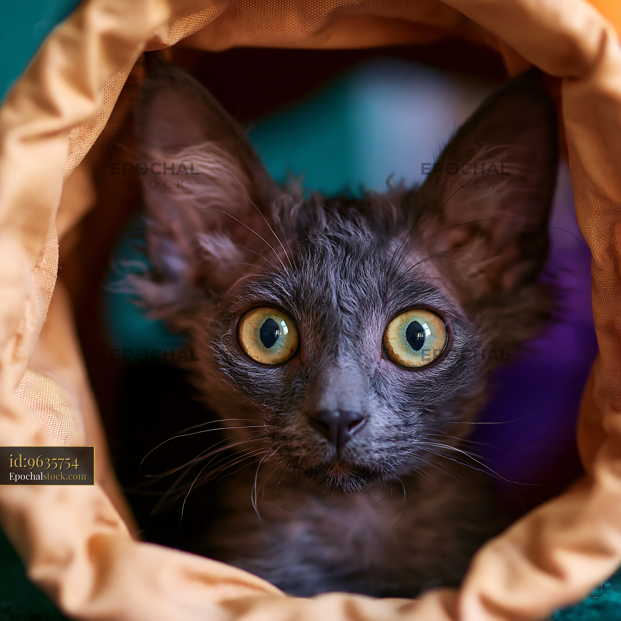 Lykoi cat portrait with striking features and curious expression
