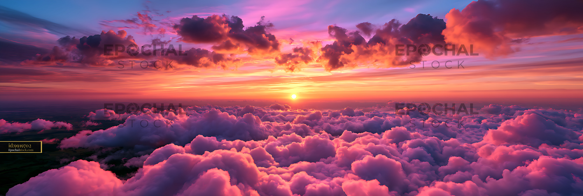 Watermarked full-resolution preview of Colorful sunset over billowing clouds