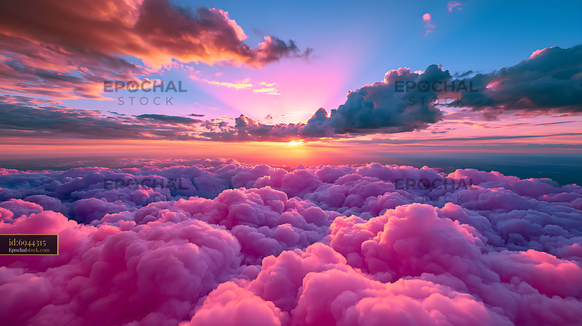 Watermarked full-resolution preview of Vibrant sunset over pink and purple clouds