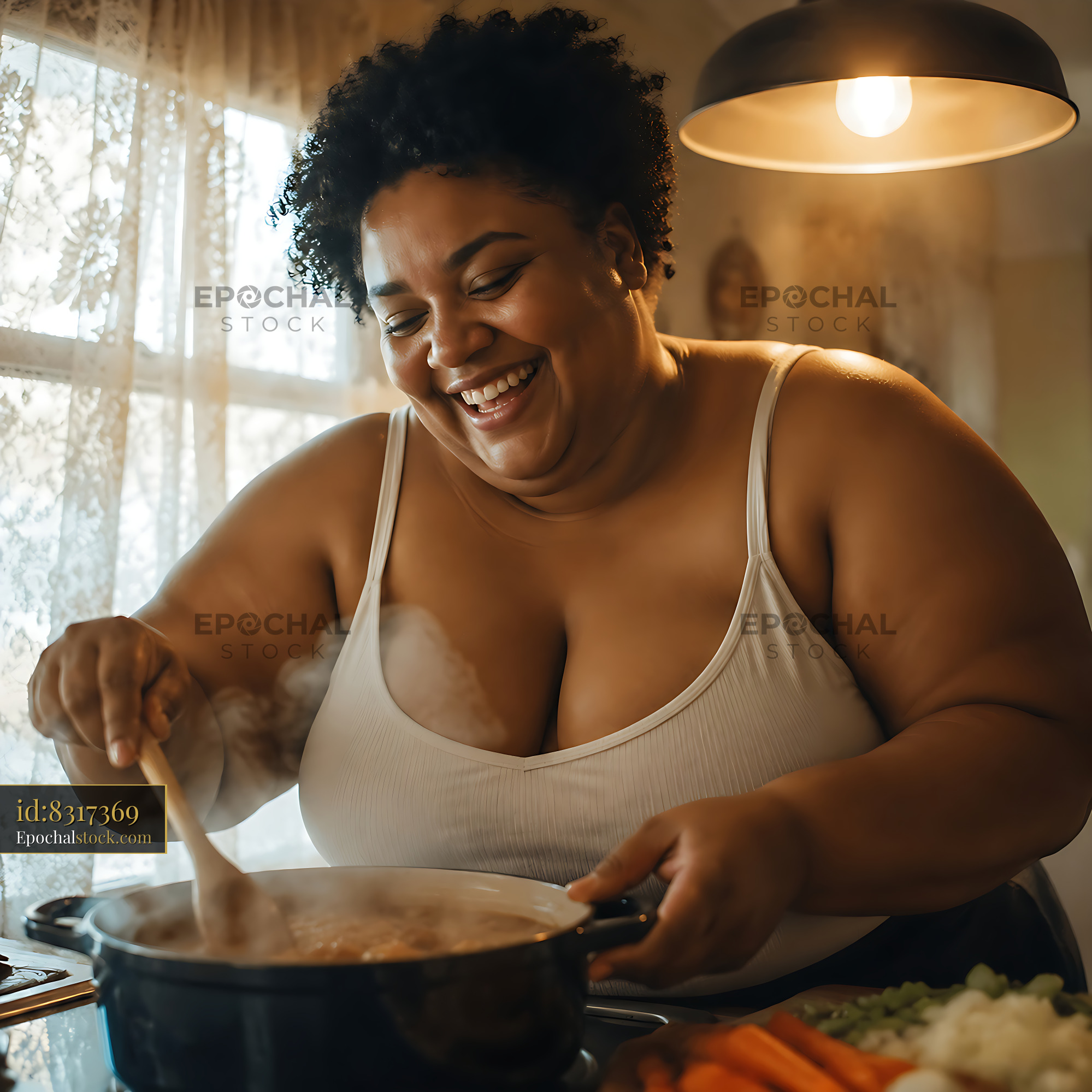 Watermarked full-resolution preview of Cooking a warm meal in a cozy kitchen