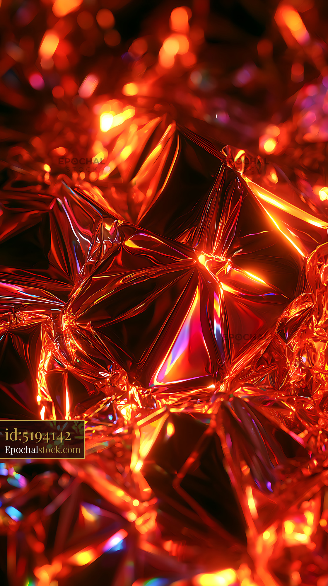 Watermarked full-resolution preview of Vibrant abstract crystalline light texture in red and orange