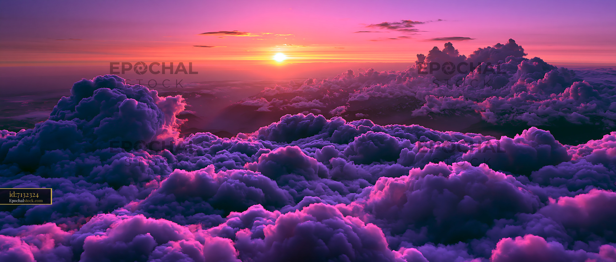Watermarked full-resolution preview of Sunset over clouds with purple and orange hues