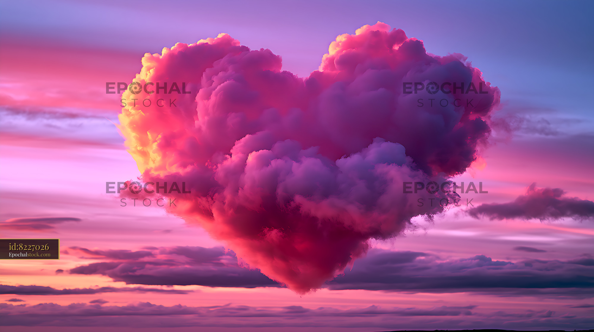Watermarked full-resolution preview of Vivid thundercloud glowing over a colorful sunset sky