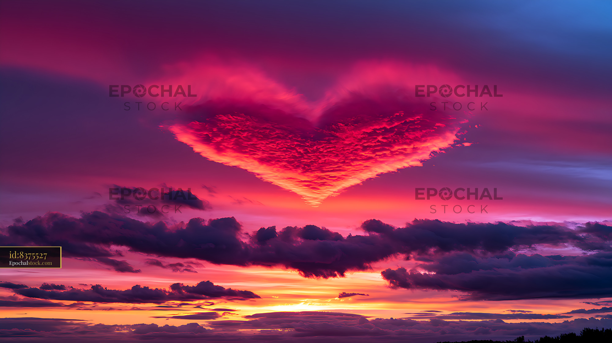Watermarked full-resolution preview of Colorful sunset over a dramatic cloudscape