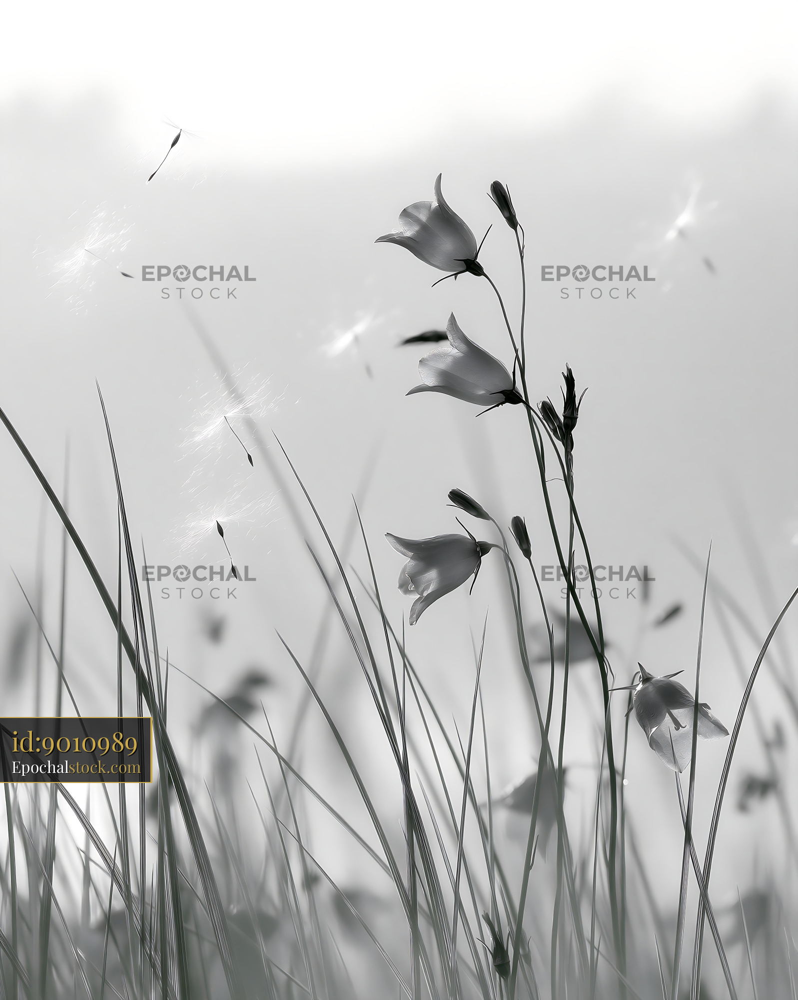 Watermarked full-resolution preview of Flowers swaying in a field with gentle breeze