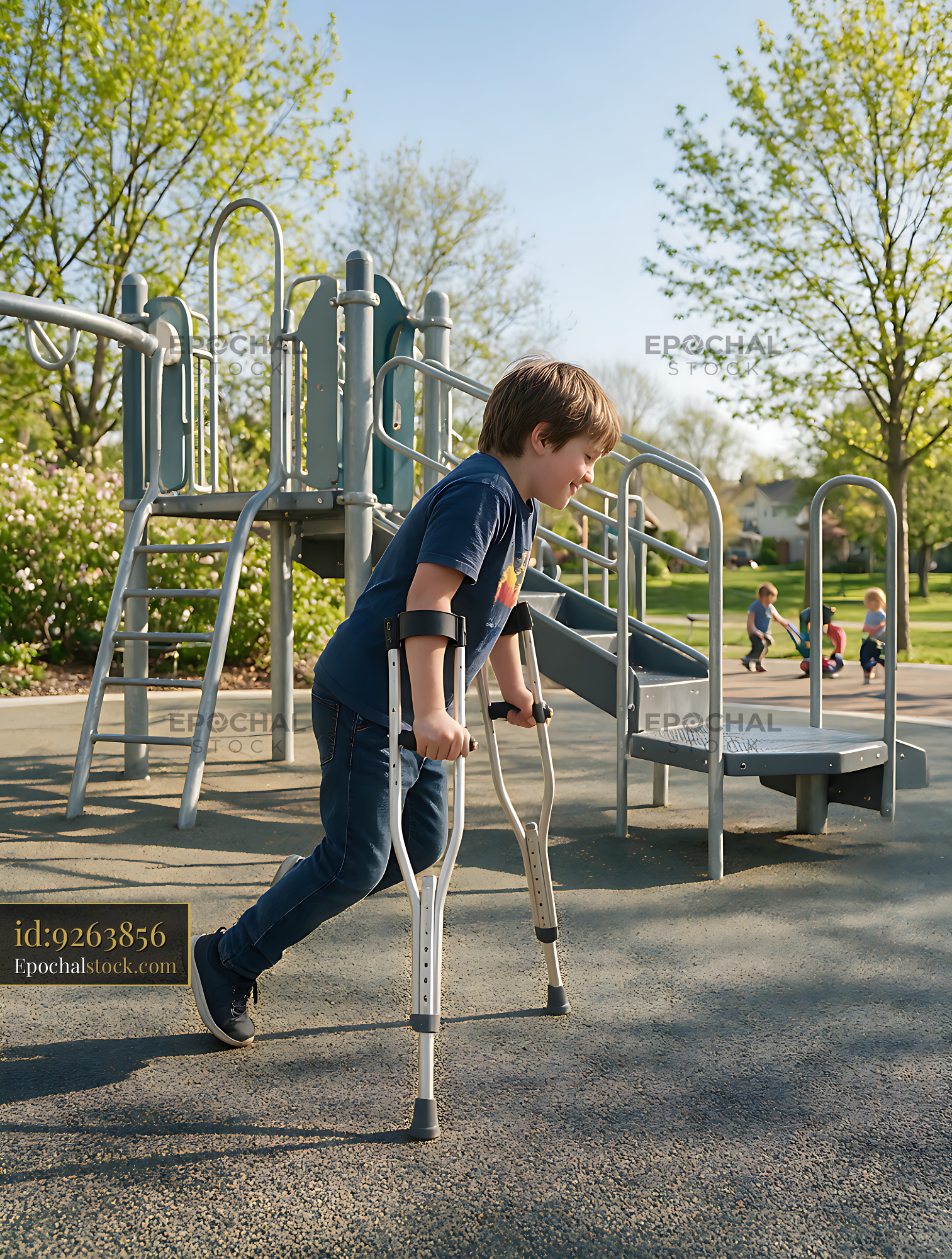 Watermarked full-resolution preview of Disabled Child Playing at an Inclusive Playground