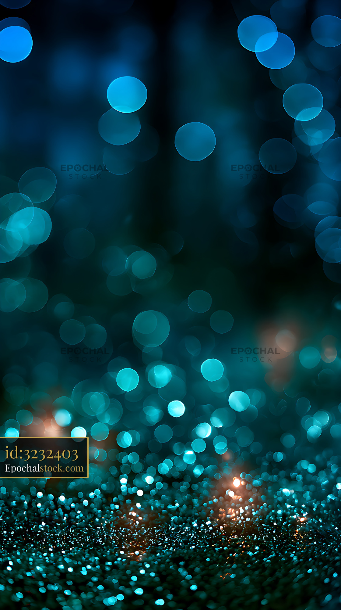 Watermarked full-resolution preview of Glowing teal bokeh lights over a sparkling abstract surface