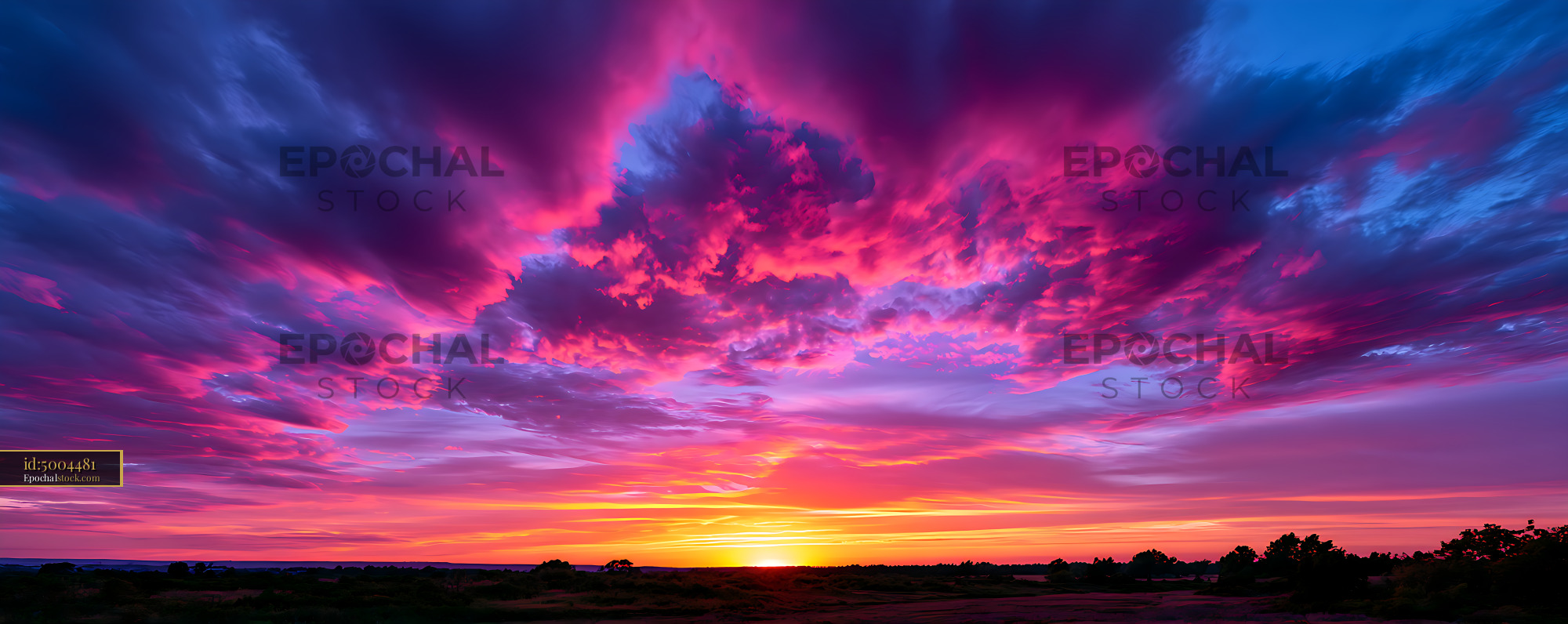 Watermarked full-resolution preview of Colorful sunset clouds above a dark landscape