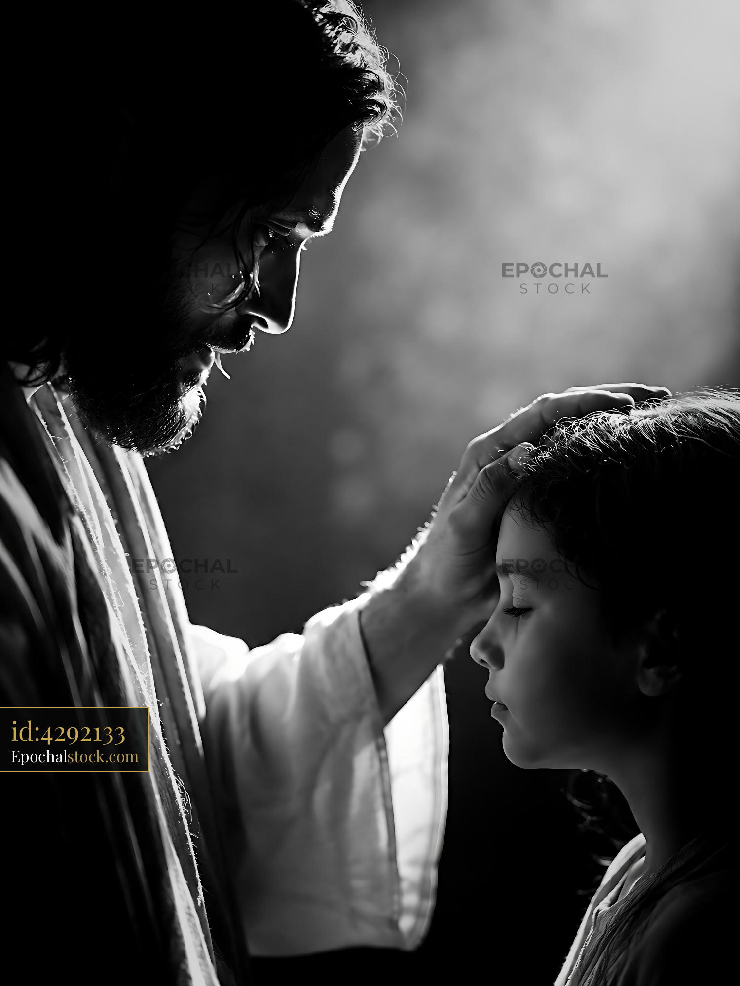 Watermarked full-resolution preview of Religious figure interacts with child in a moment of connection