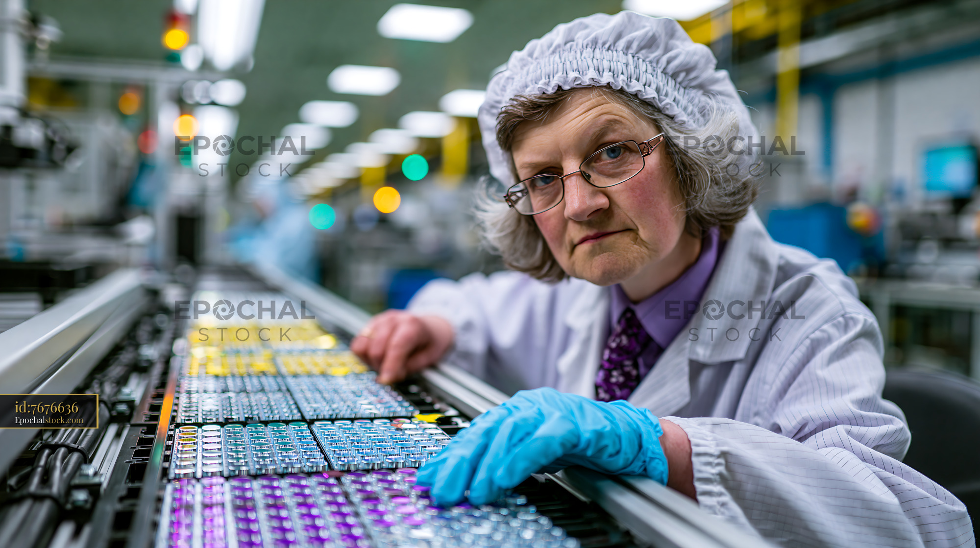 Watermarked full-resolution preview of Worker inspecting vials in a laboratory setting