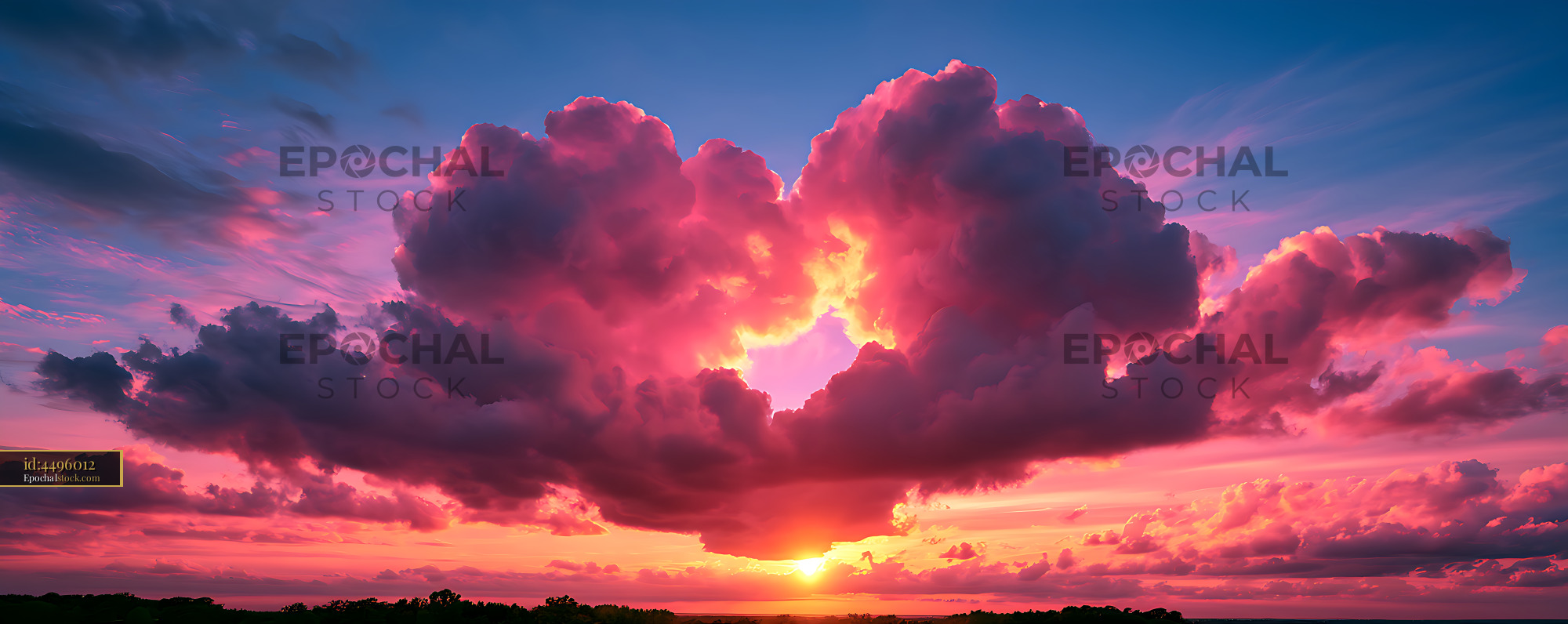 Watermarked full-resolution preview of Colorful sunset with dramatic cumulus cloud formations