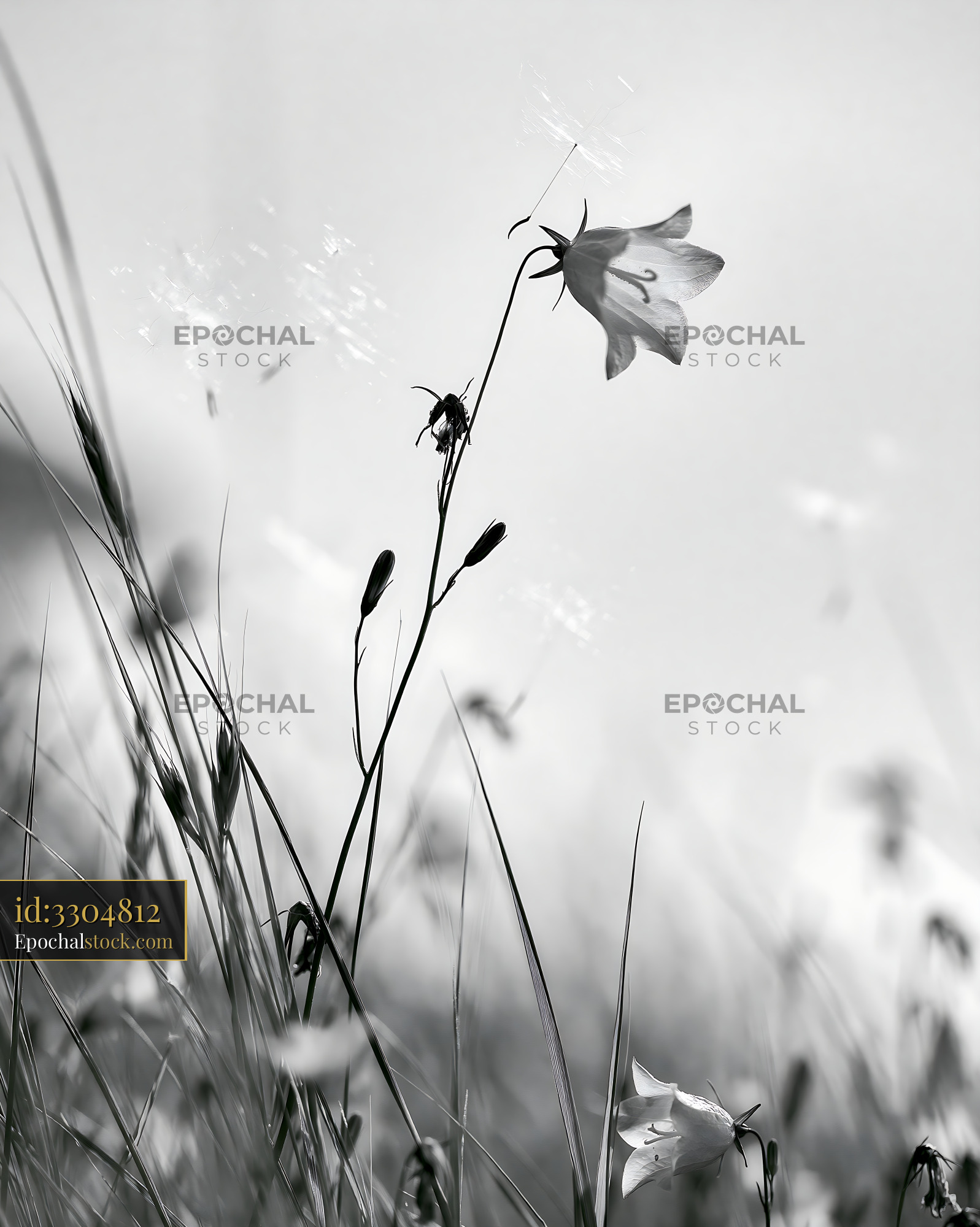 Watermarked full-resolution preview of Black and white flower standing tall in a field