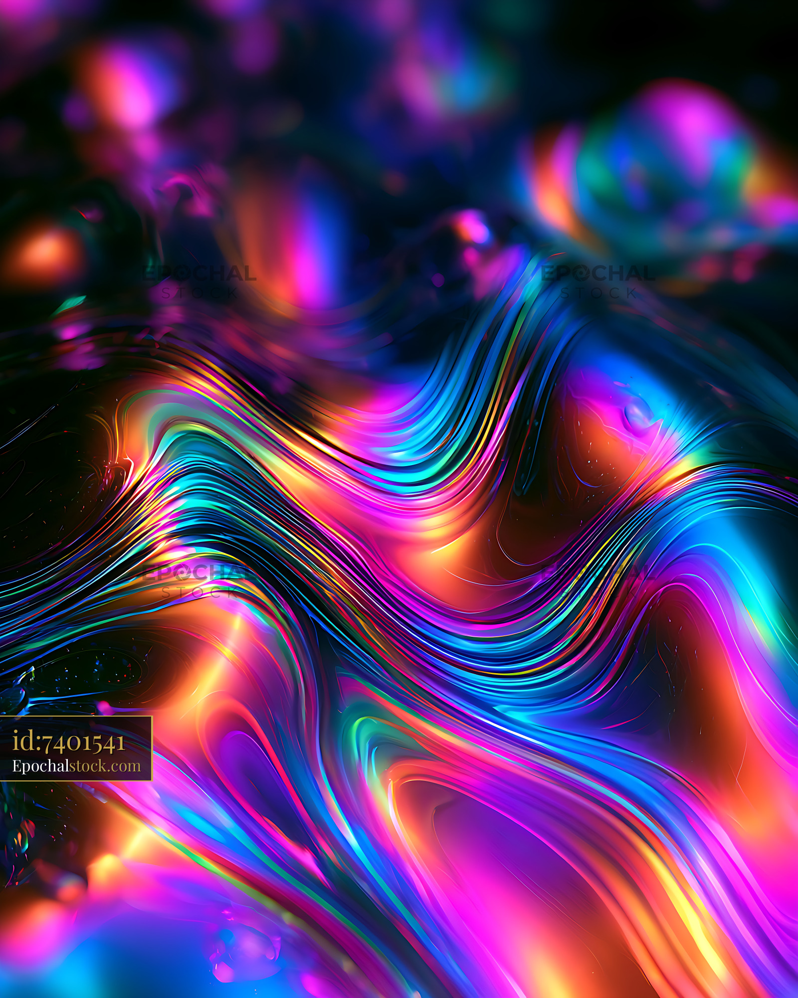 Watermarked full-resolution preview of Colorful abstract waves with vibrant light reflections