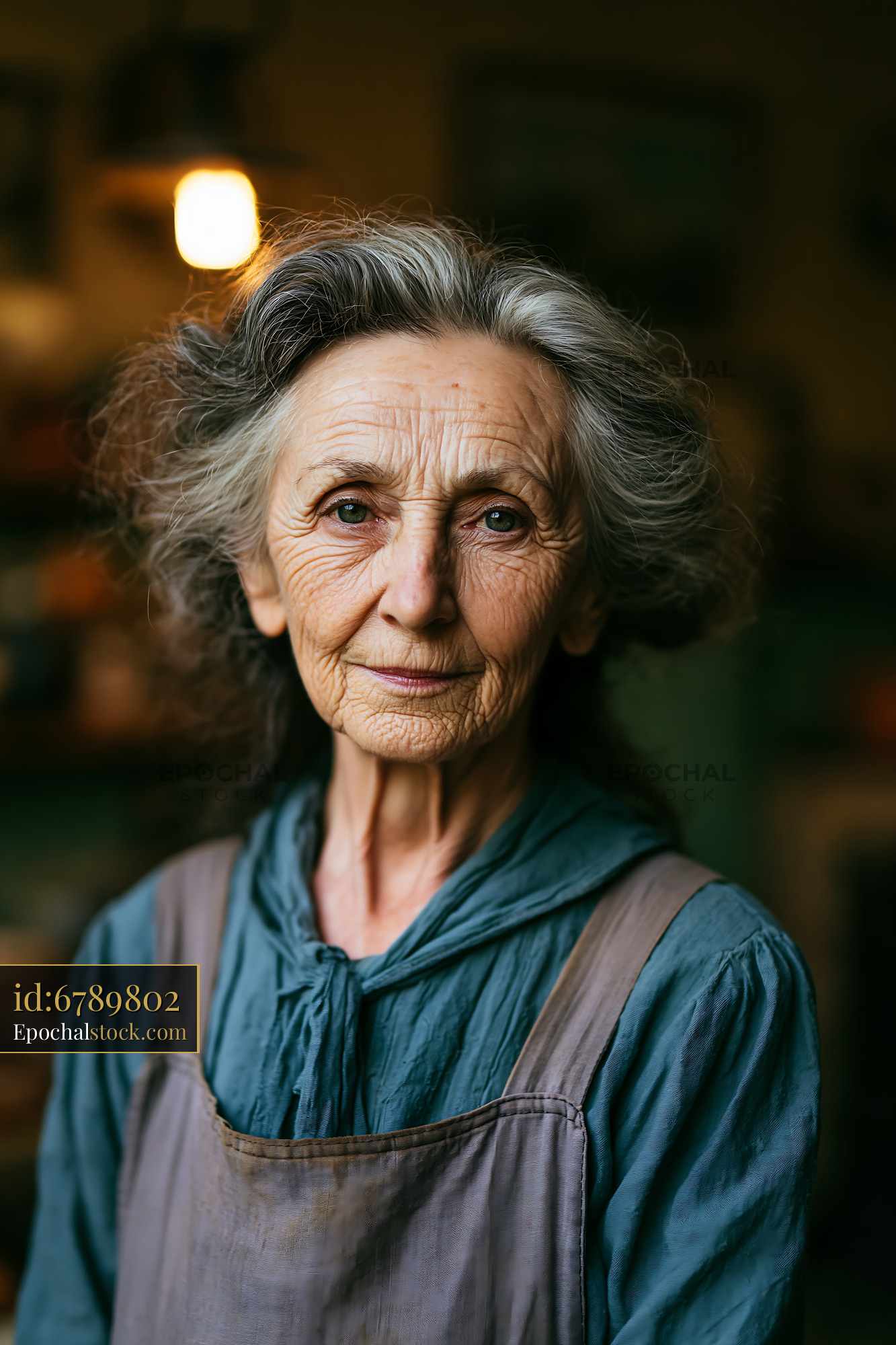 Watermarked full-resolution preview of Portrait of an elderly woman in a cozy indoor setting