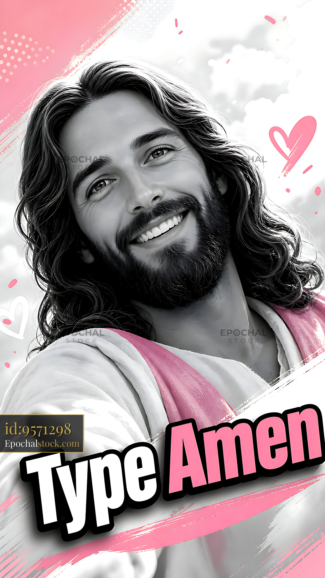 Jesus Smiling and Encouraging People to Share Faith and Hope - stock photo